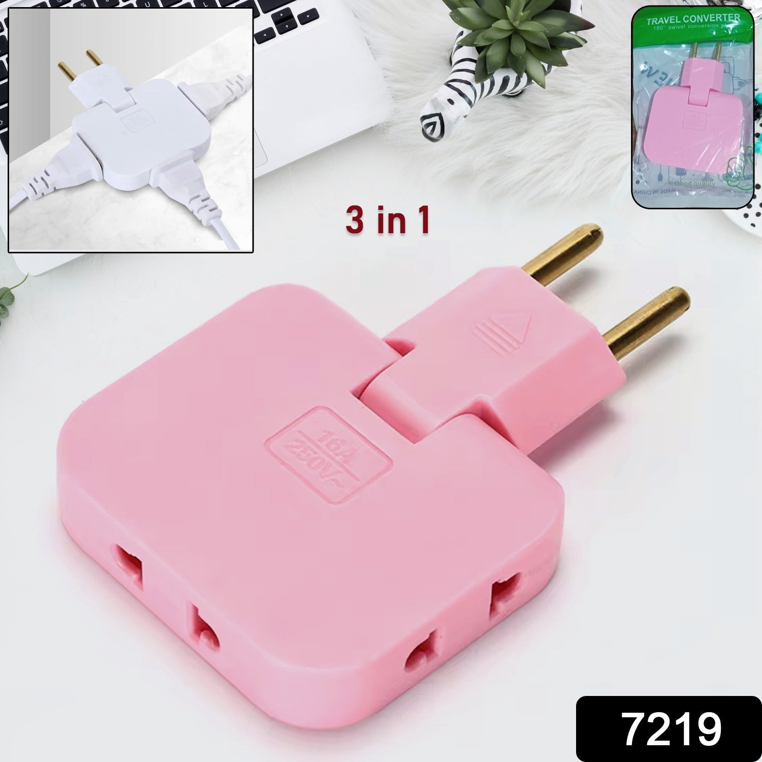 Hand holding the slim Foldable Wall Plug Adapter, showcasing its portable design for travel.