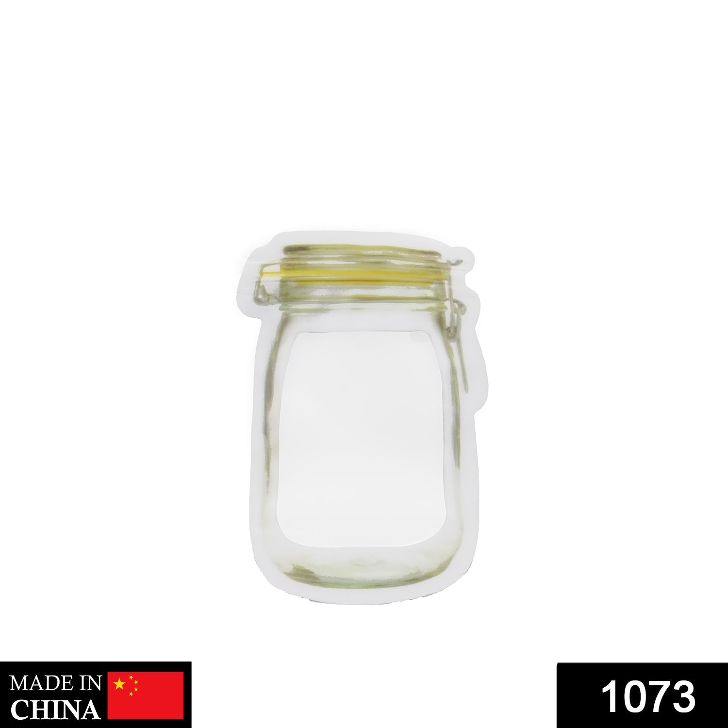 Transparent Mason jar zipper pouch for dry fruits and nuts, 150ml capacity.