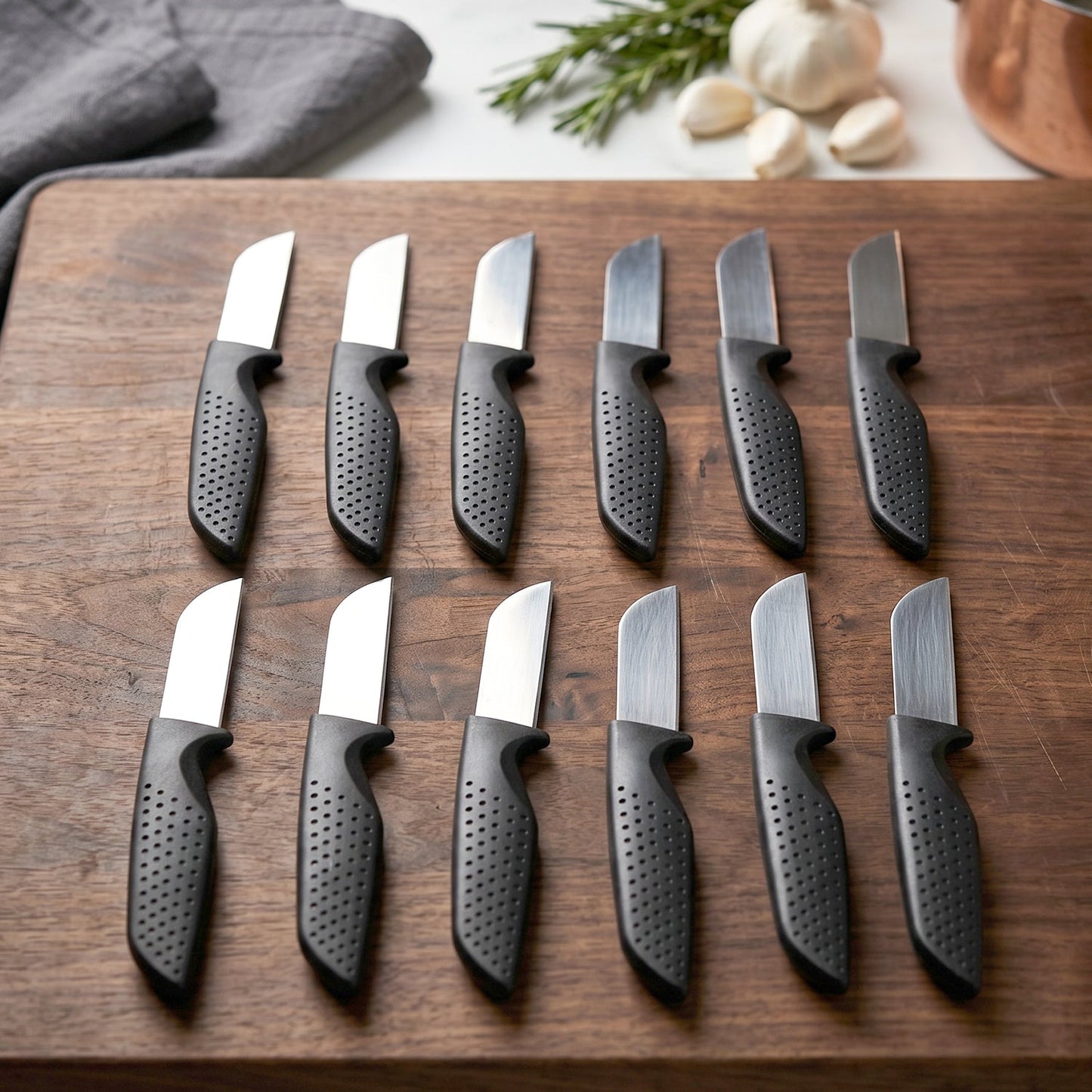 Stainless steel paring knives from the 12-piece kitchen set