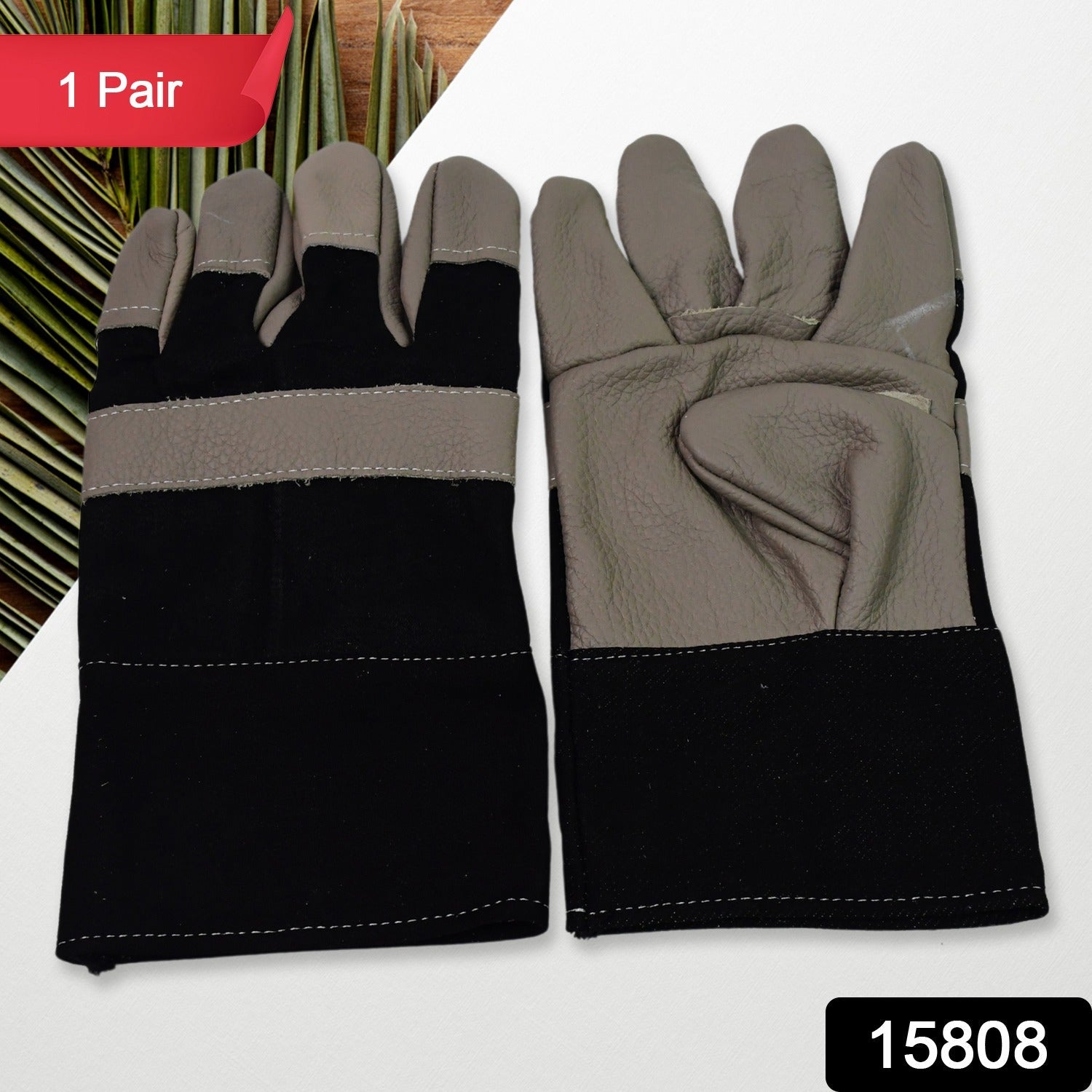 Gardener wearing flexible leather work gloves, demonstrating comfort and grip.