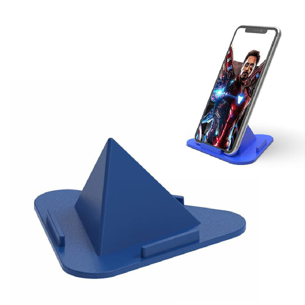 Side view of the pyramid mobile holder stand demonstrating adjustable angles.