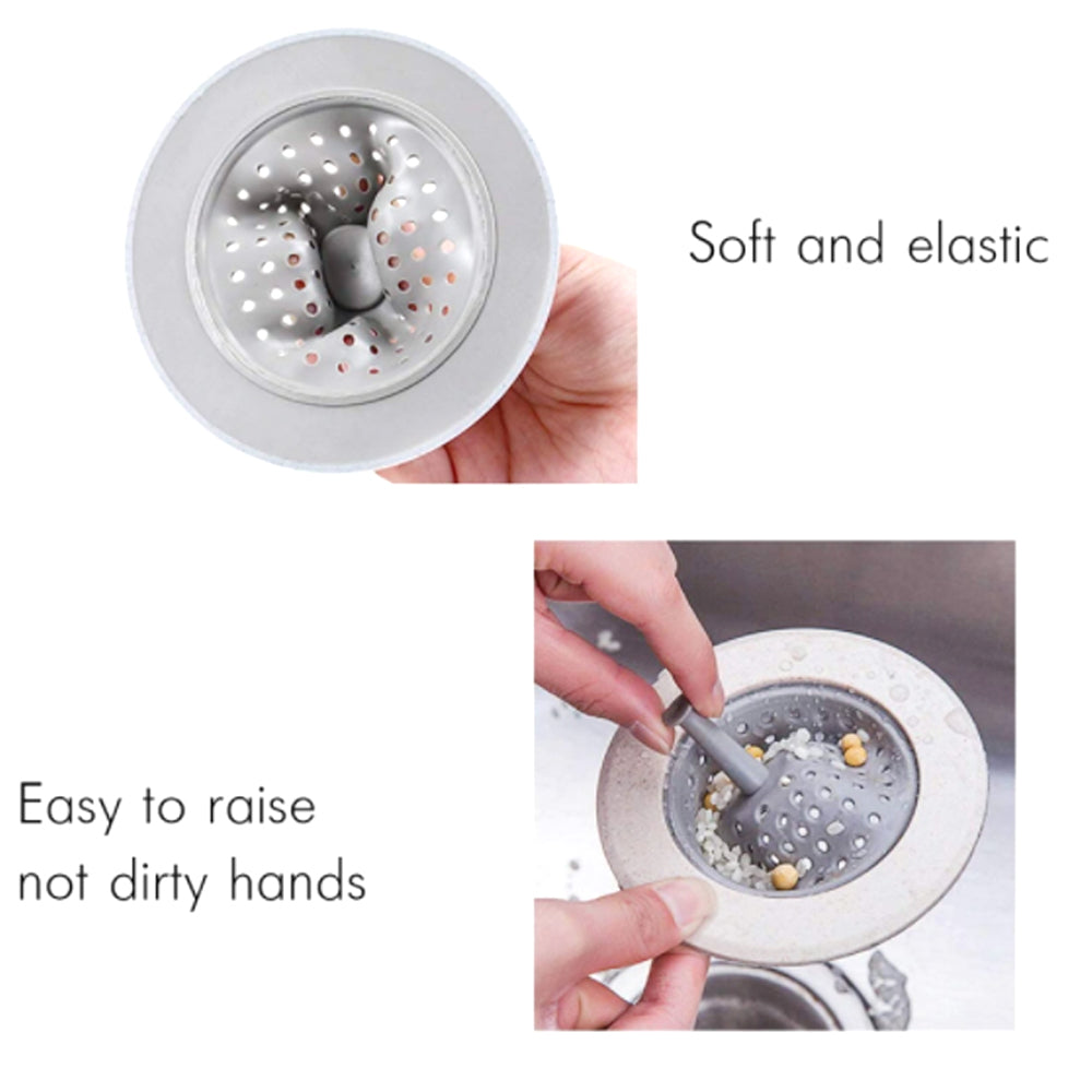 Kitchen sink drain with the silicone basket strainer perfectly installed.