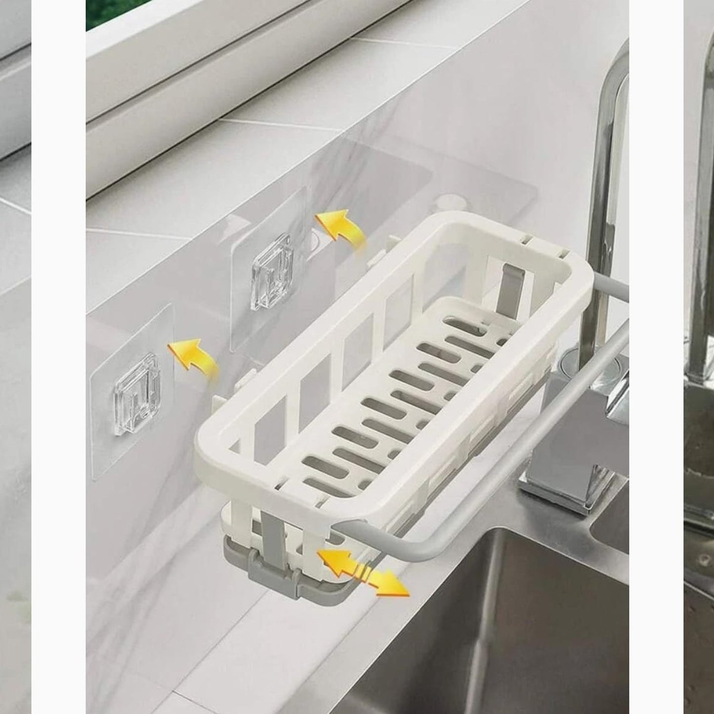 Clean and organized kitchen sink area, thanks to the efficient Bathora sink organizer.