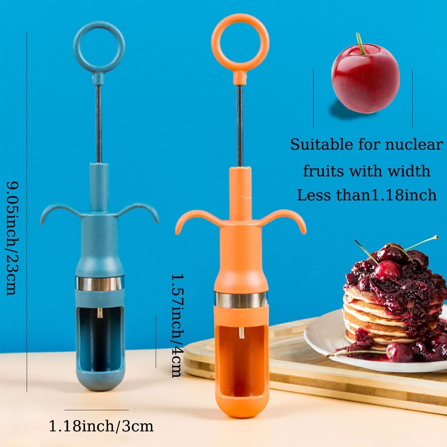 Convenient cherry pitter tool demonstrating ergonomic design for comfort.