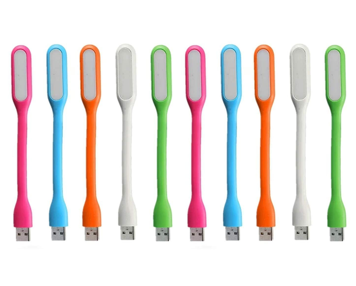 Assorted USB LED Light Lamps in various colors, connected via USB.
