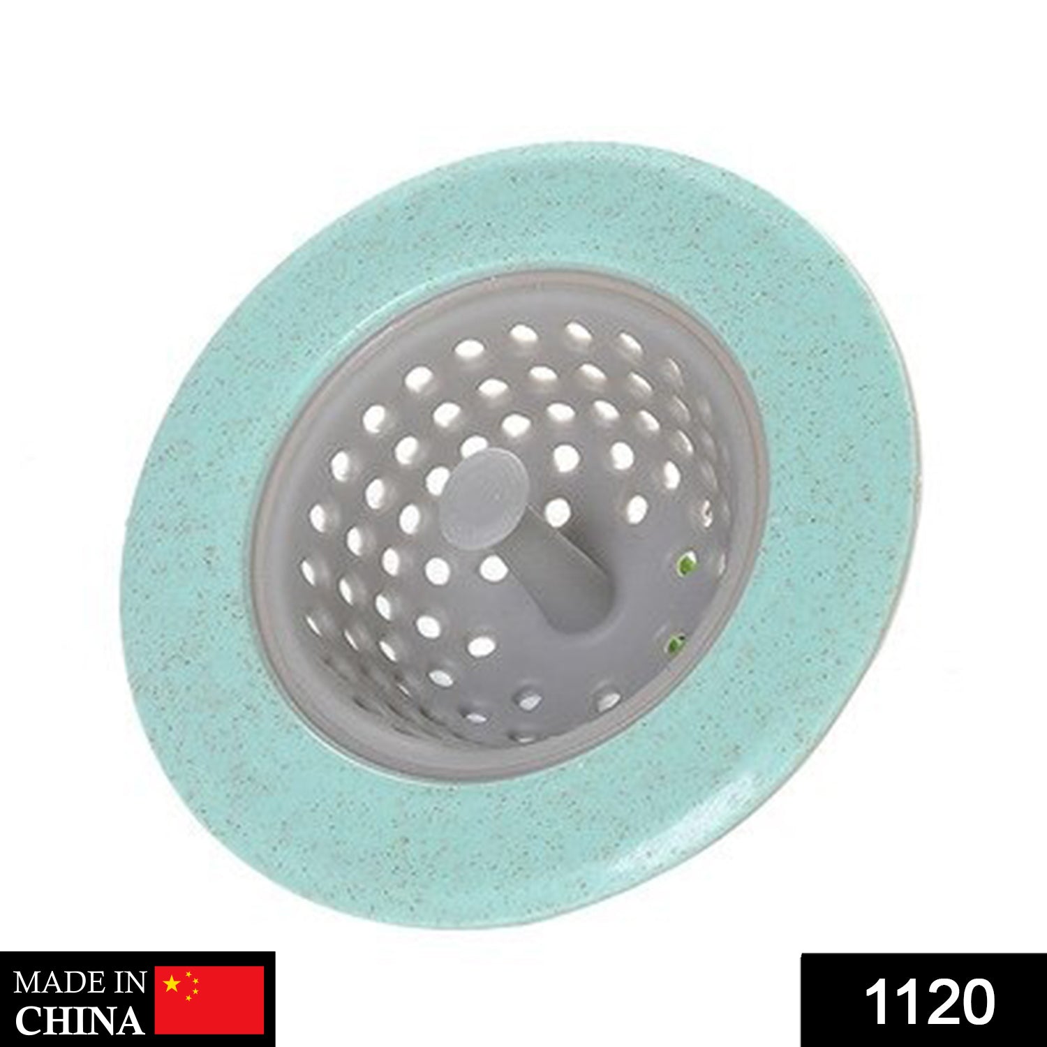 Close-up of a durable silicone sink strainer with a handlebar and fine mesh holes.