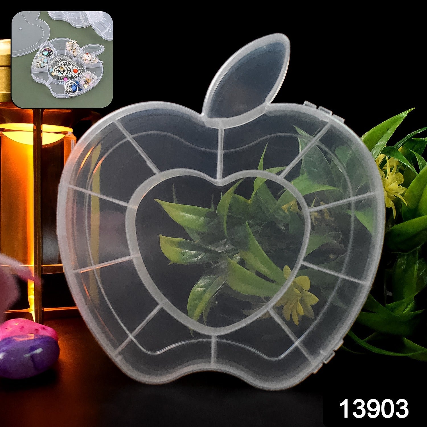 Apple-shaped clear plastic jewellery organizer cabinet