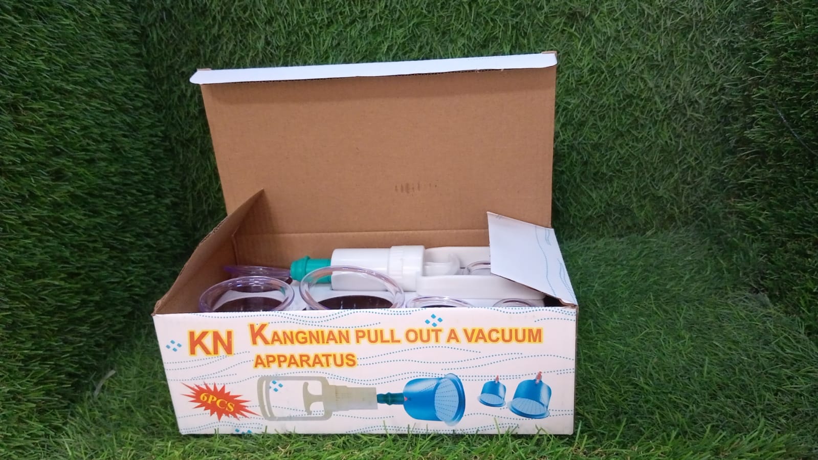 All components of the 6-piece Vacuum Cupping Set neatly arranged for display.