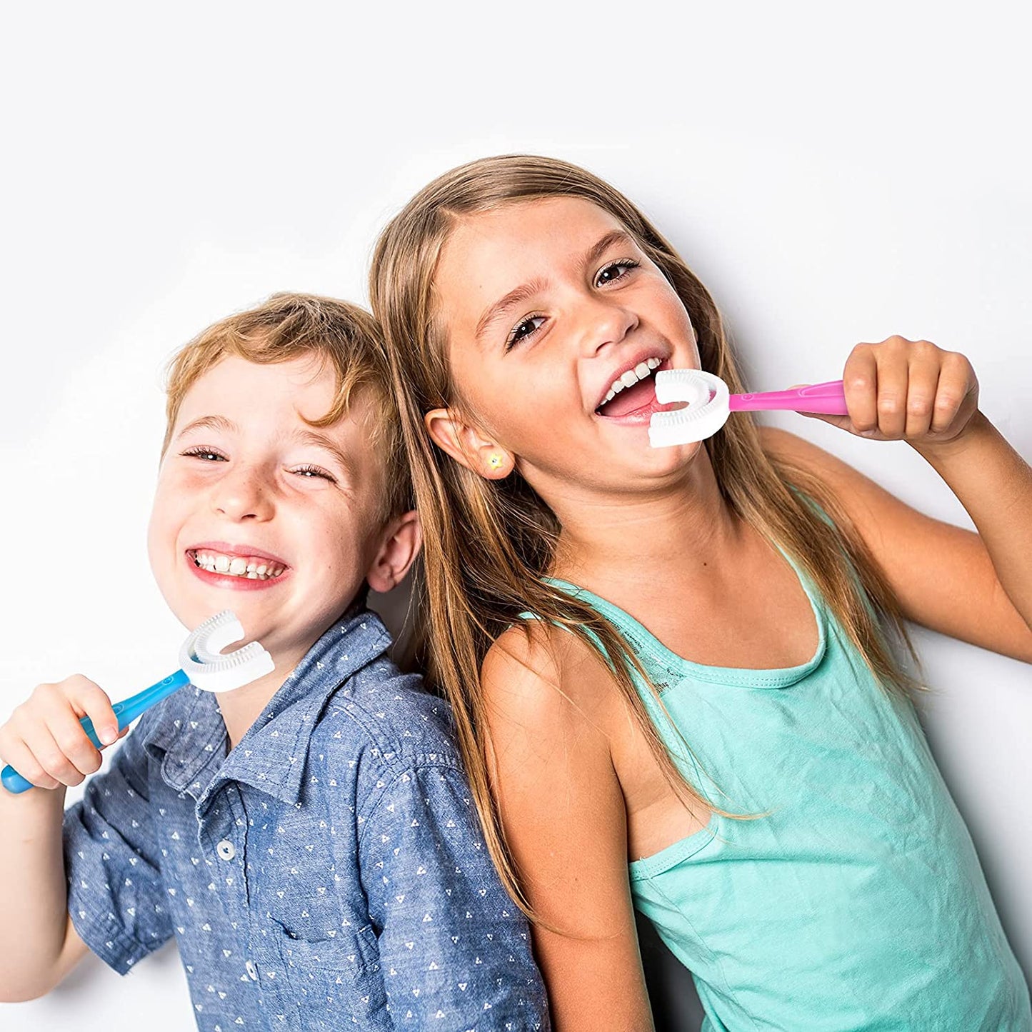 Kids U-Shaped Toothbrush in yellow, designed for easy and effective brushing.