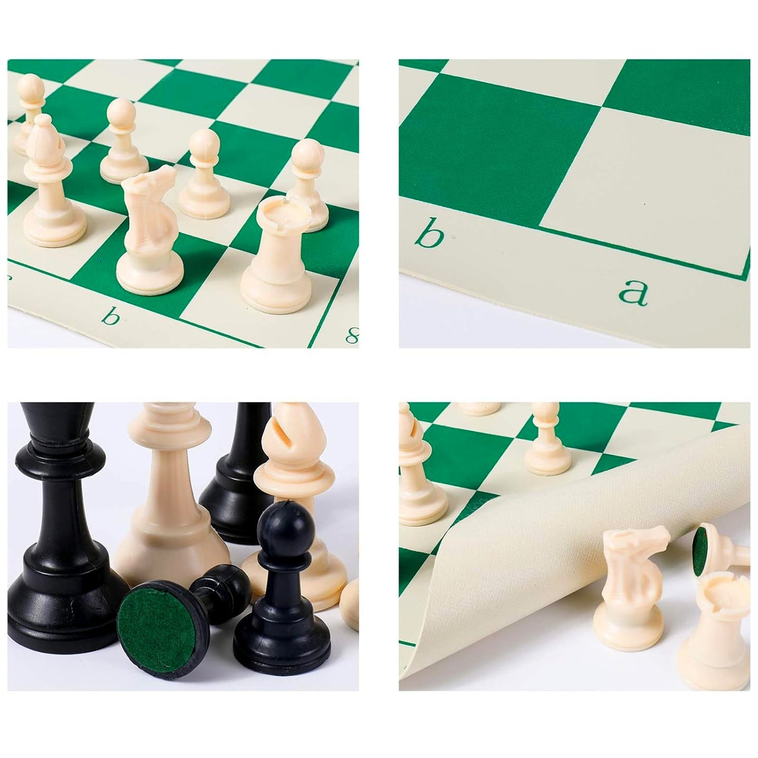 Complete set of 32 plastic chess pieces for portable chess set