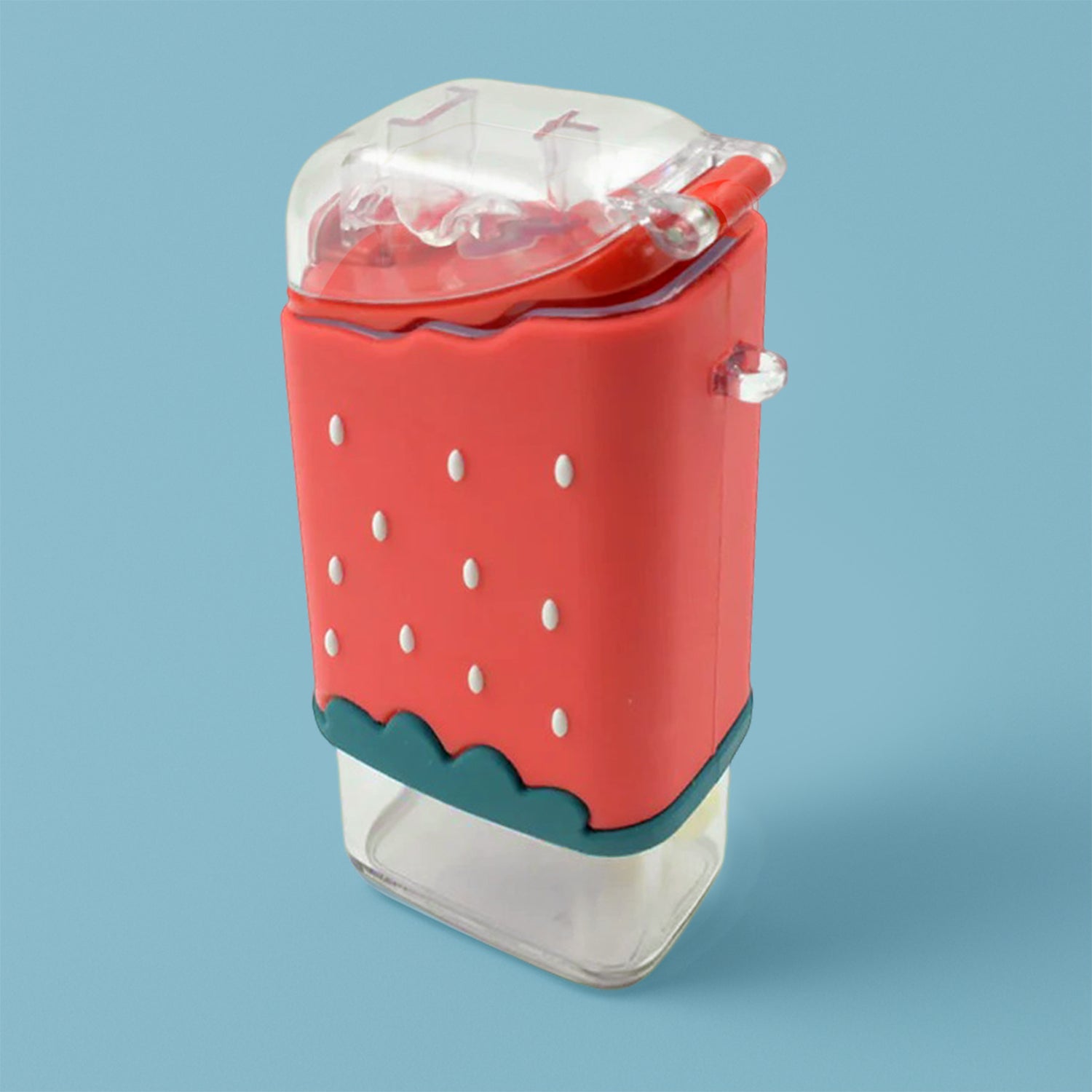 Cute ice cream shaped kids water bottle with adjustable strap.