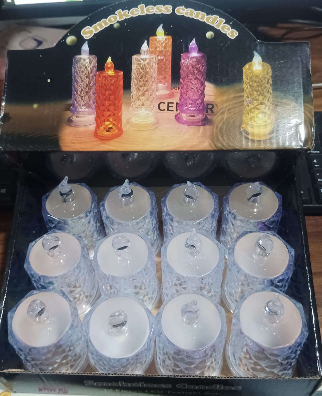 LED tealight candles beautifully arranged as part of a festive Indian decoration.