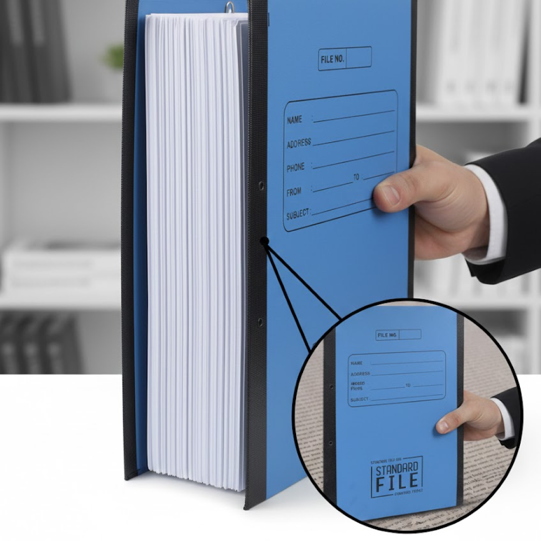 Open A4 file folder showcasing its ample capacity for multiple documents.