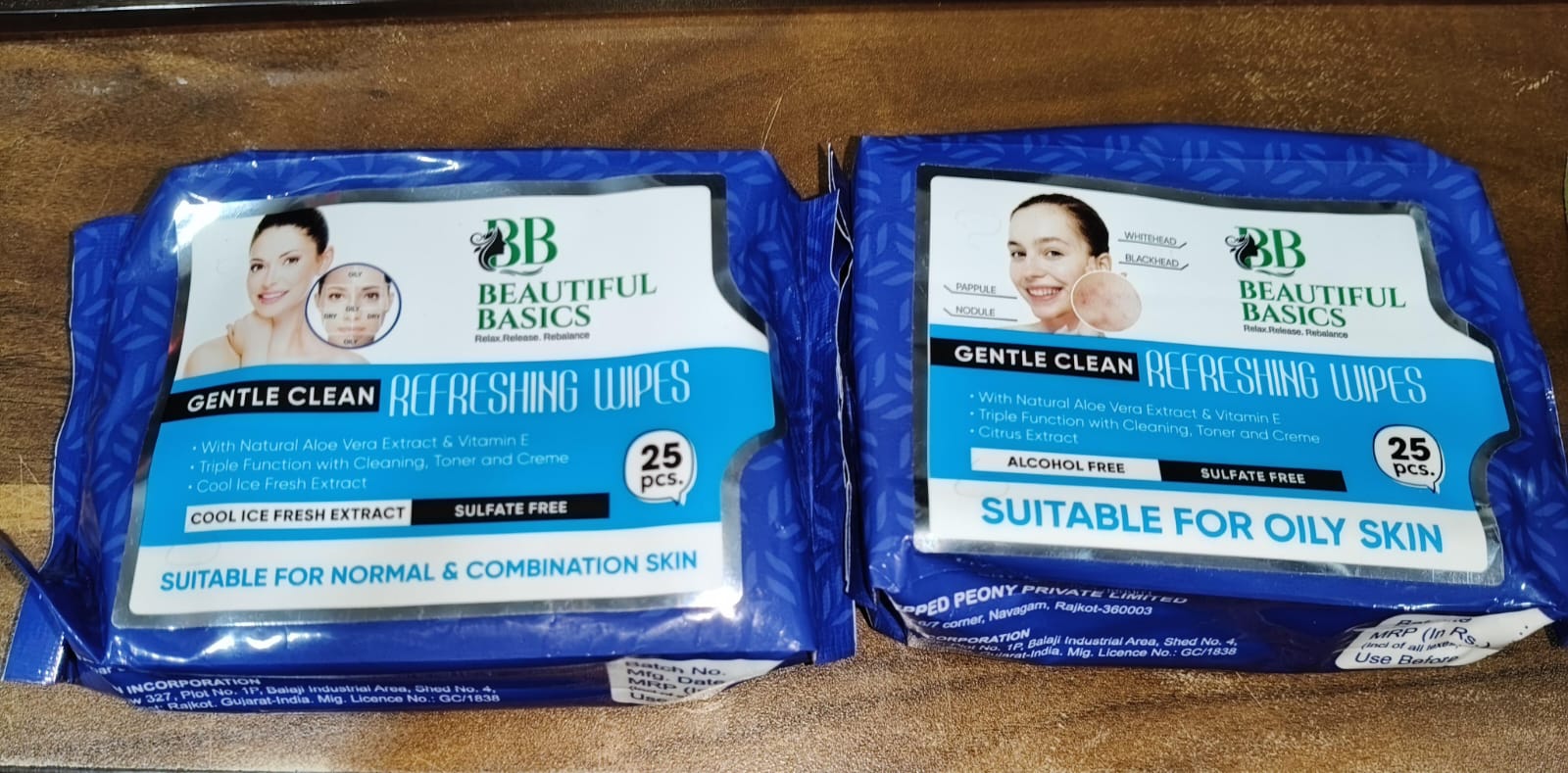 Several Beautiful Basics face wipes spread out flat, showing their texture.