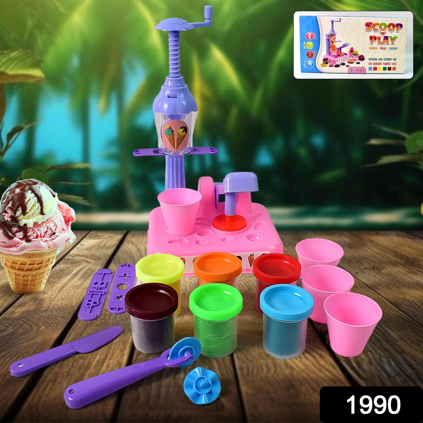 Vibrant rainbow-coloured modelling dough included in the creative play set for children.