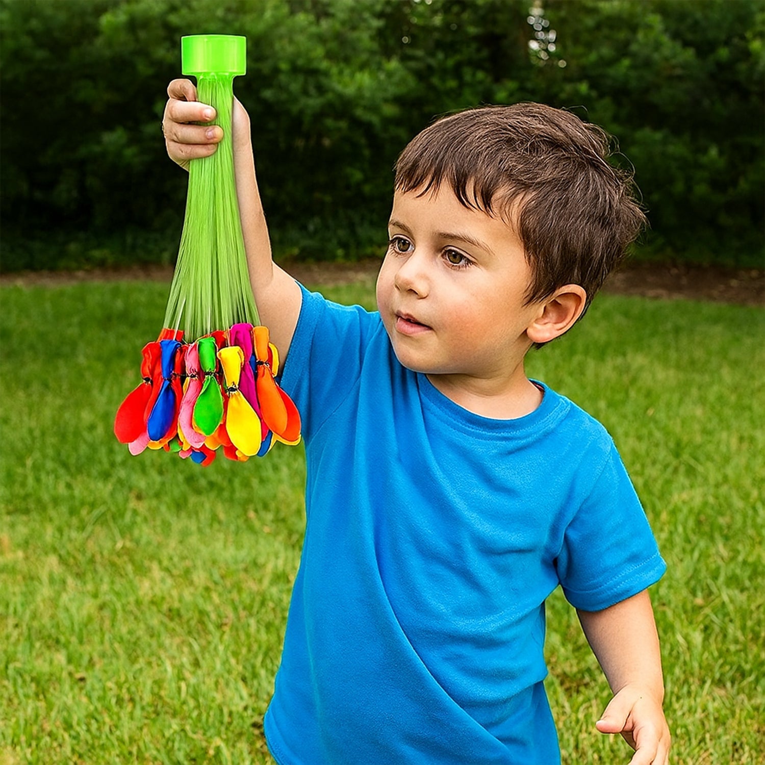 Multicolor self-tying Holi water balloons bundle ready for festive play.