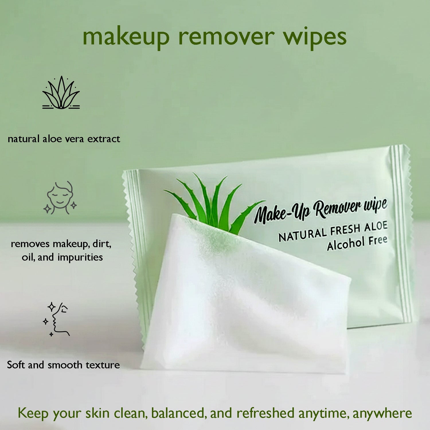 Premium natural aloe makeup remover wipes pack of 10 for deep cleansing