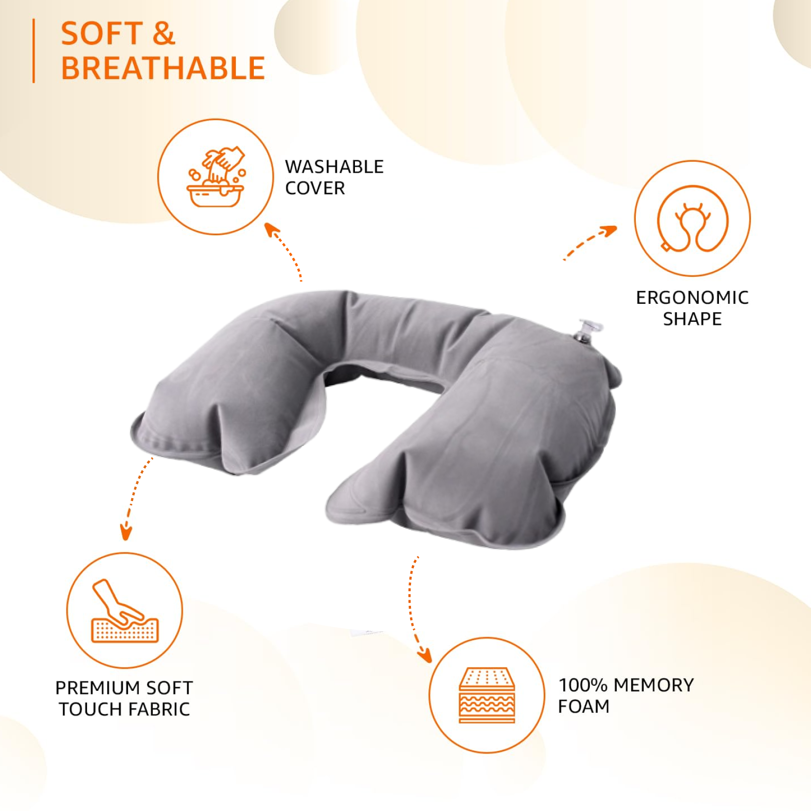 Comfortable inflatable neck pillow ideal for travel rest