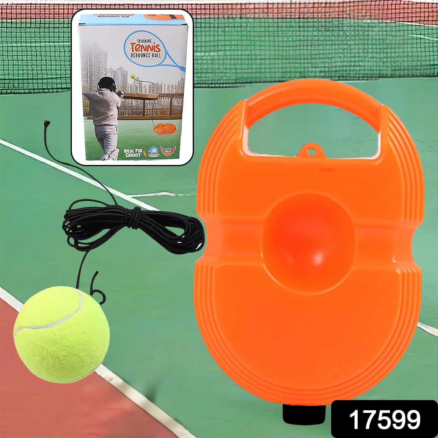 Close-up of the durable base of the Tennis Rebound Trainer with string.