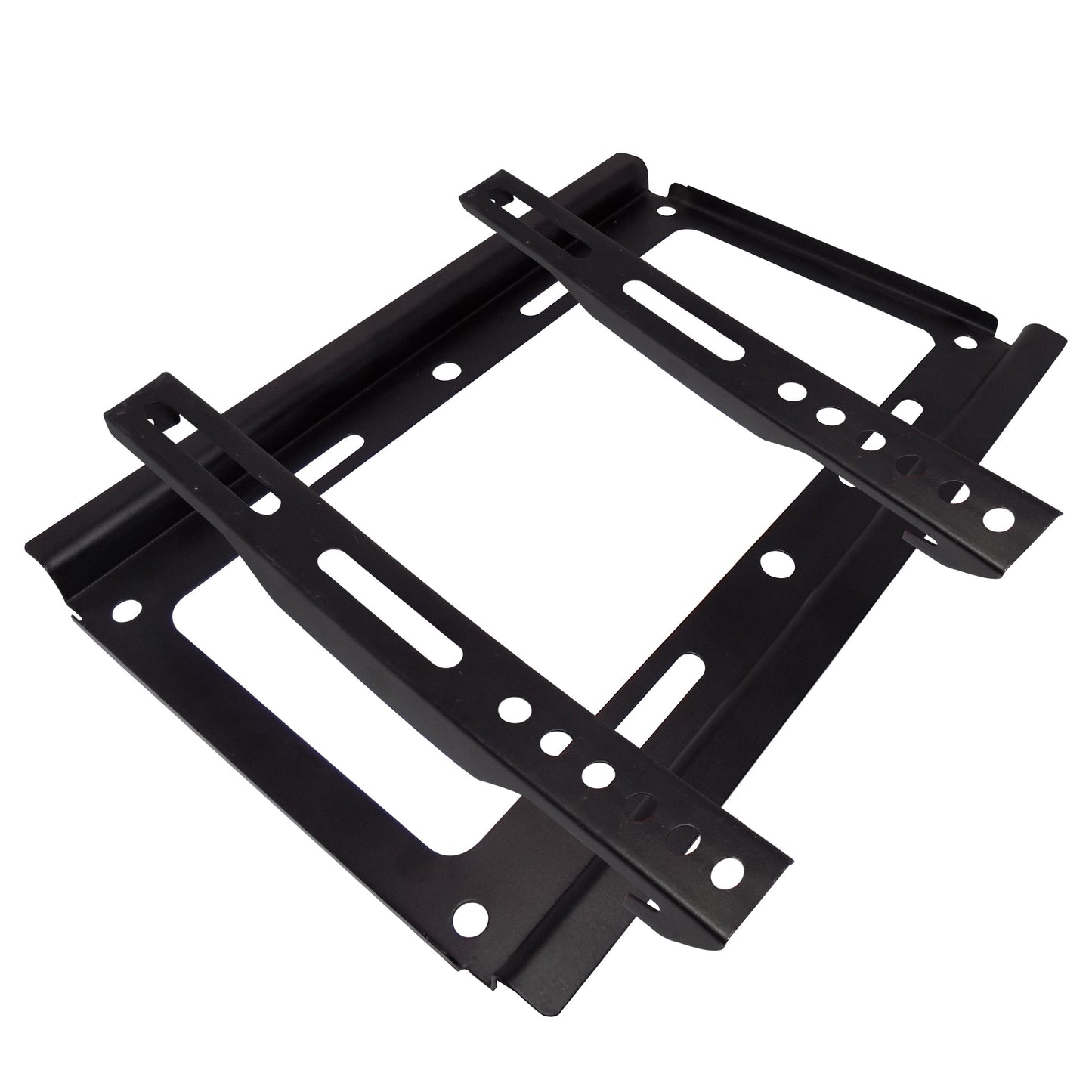 Front view of the universal TV wall mount with mounting hardware.