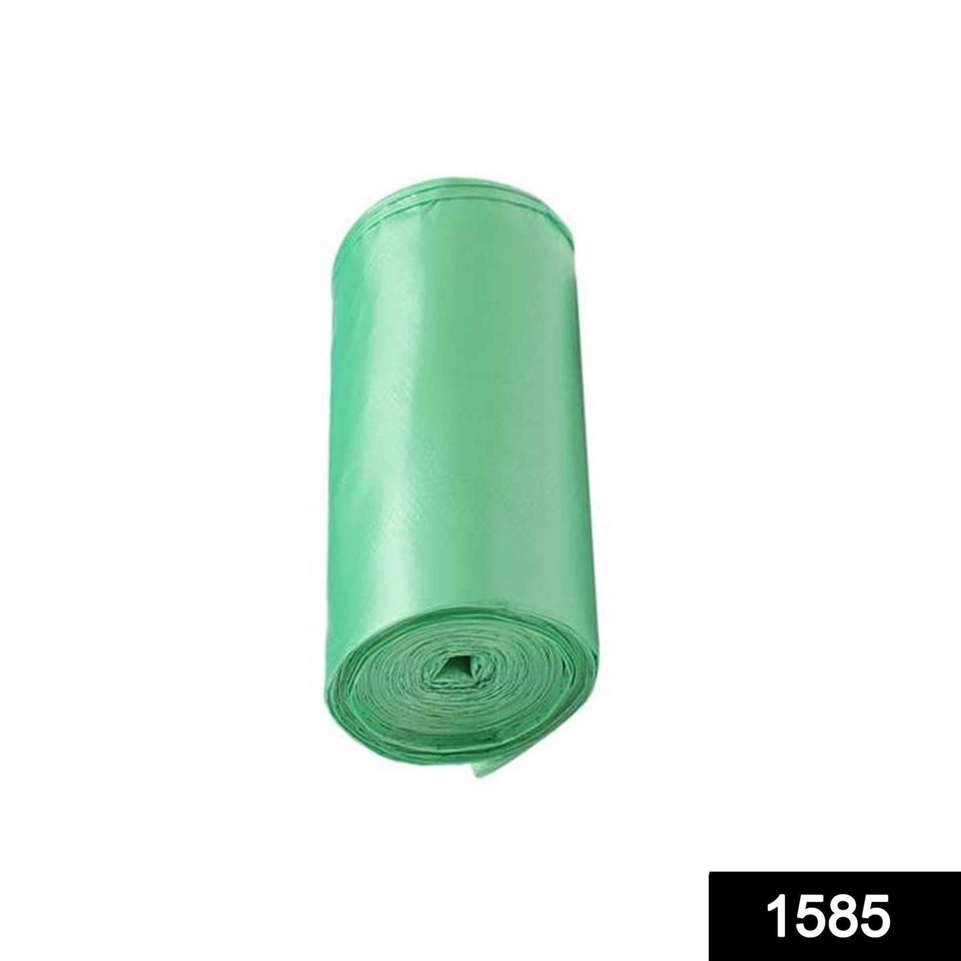 Stack of green eco-friendly garbage bag rolls for daily waste management.