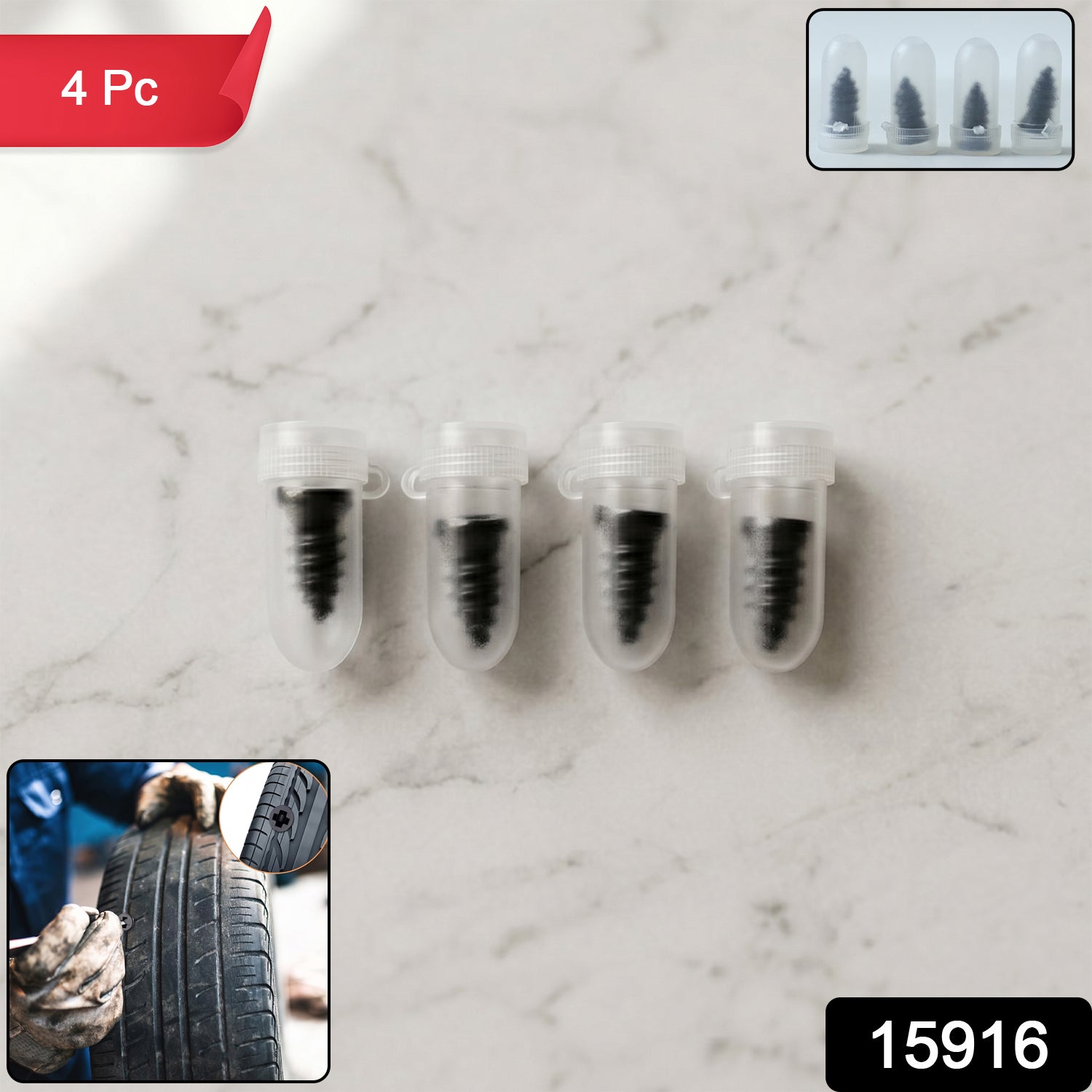 Spiral tire repair kit with screws for vehicle puncture repair