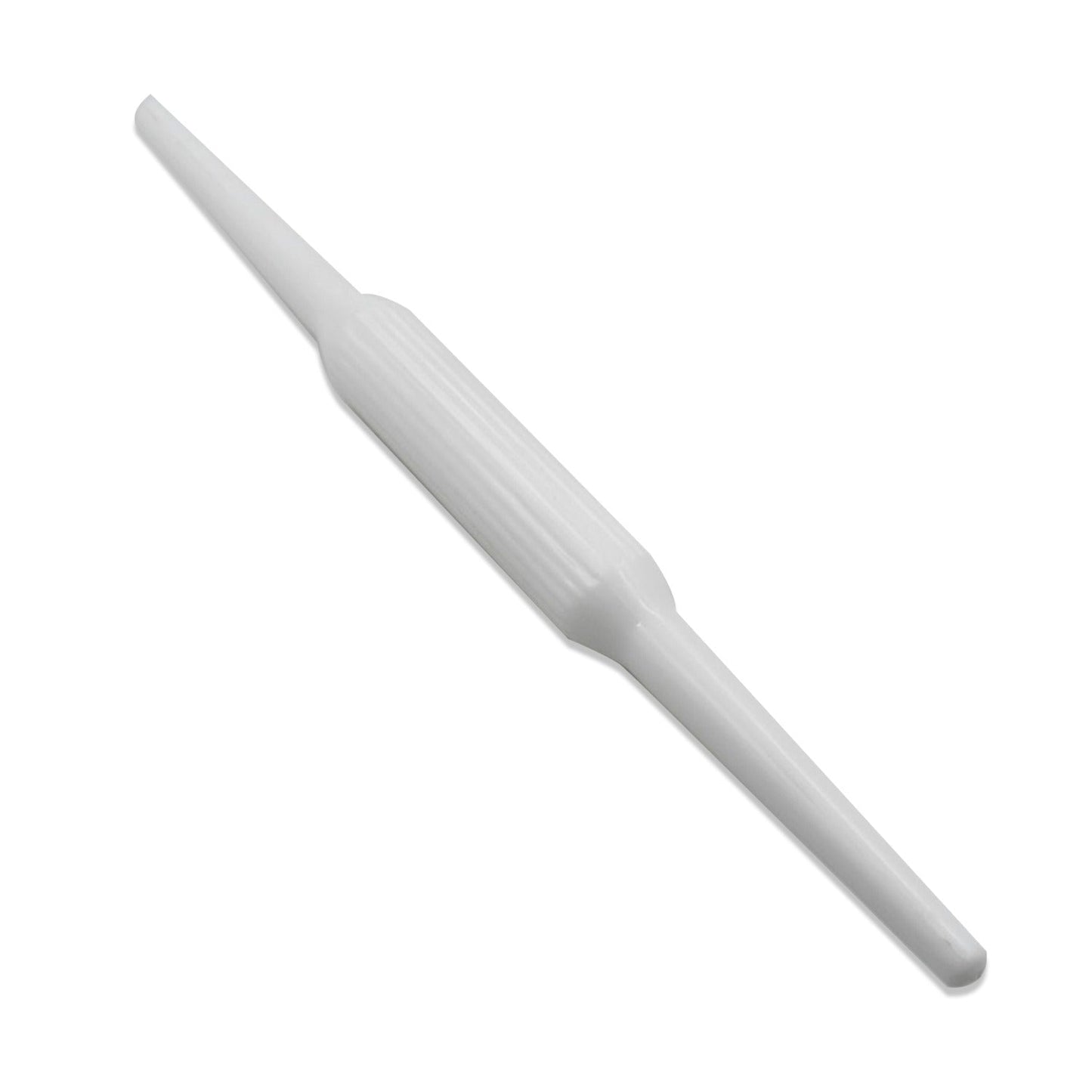 Close-up of the smooth surface of the plastic roti roller pin.