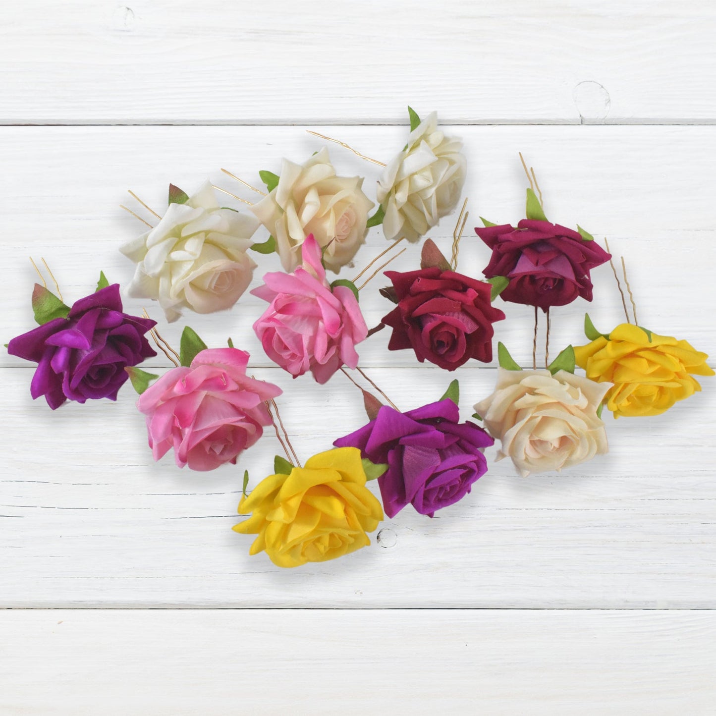 Vibrant multicolor flower hair pin from the 12 pcs floral set