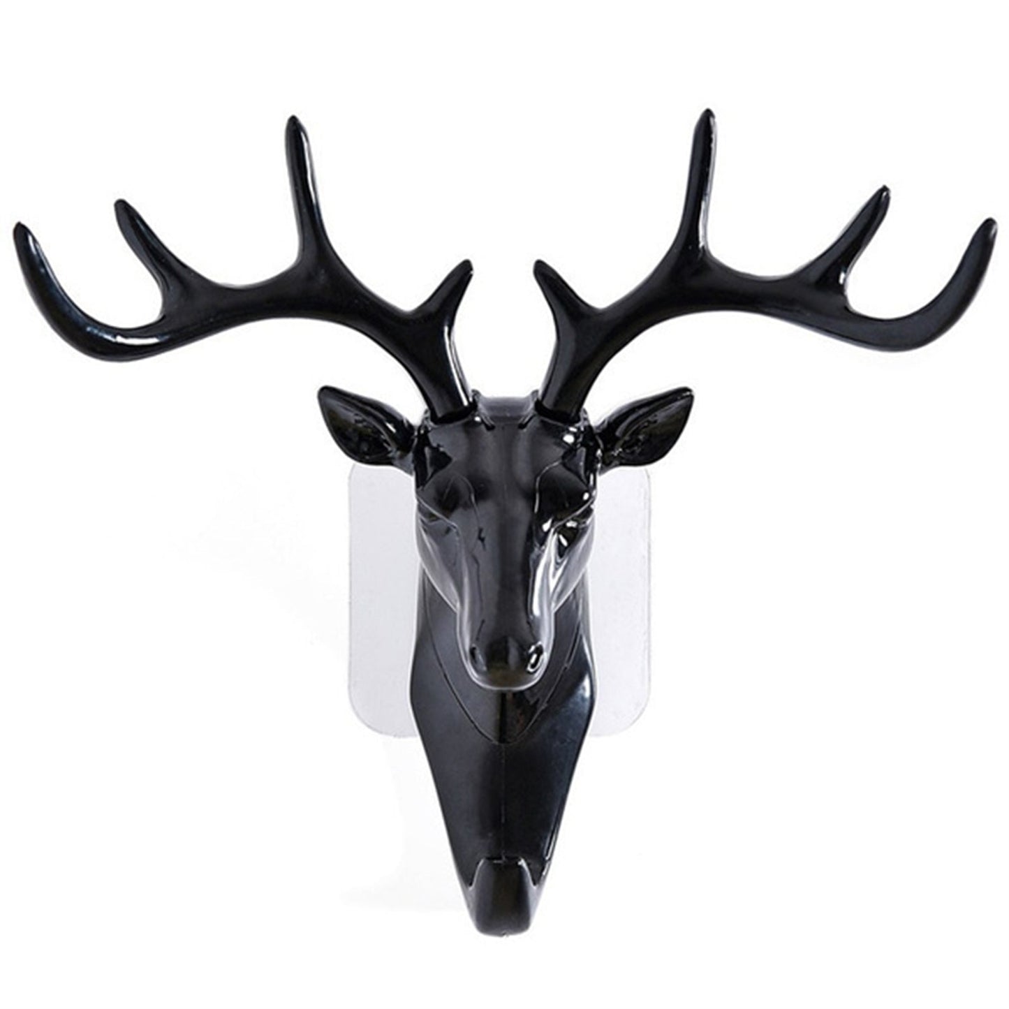 White deer head self-adhesive wall hook attached to a door, ready for use.