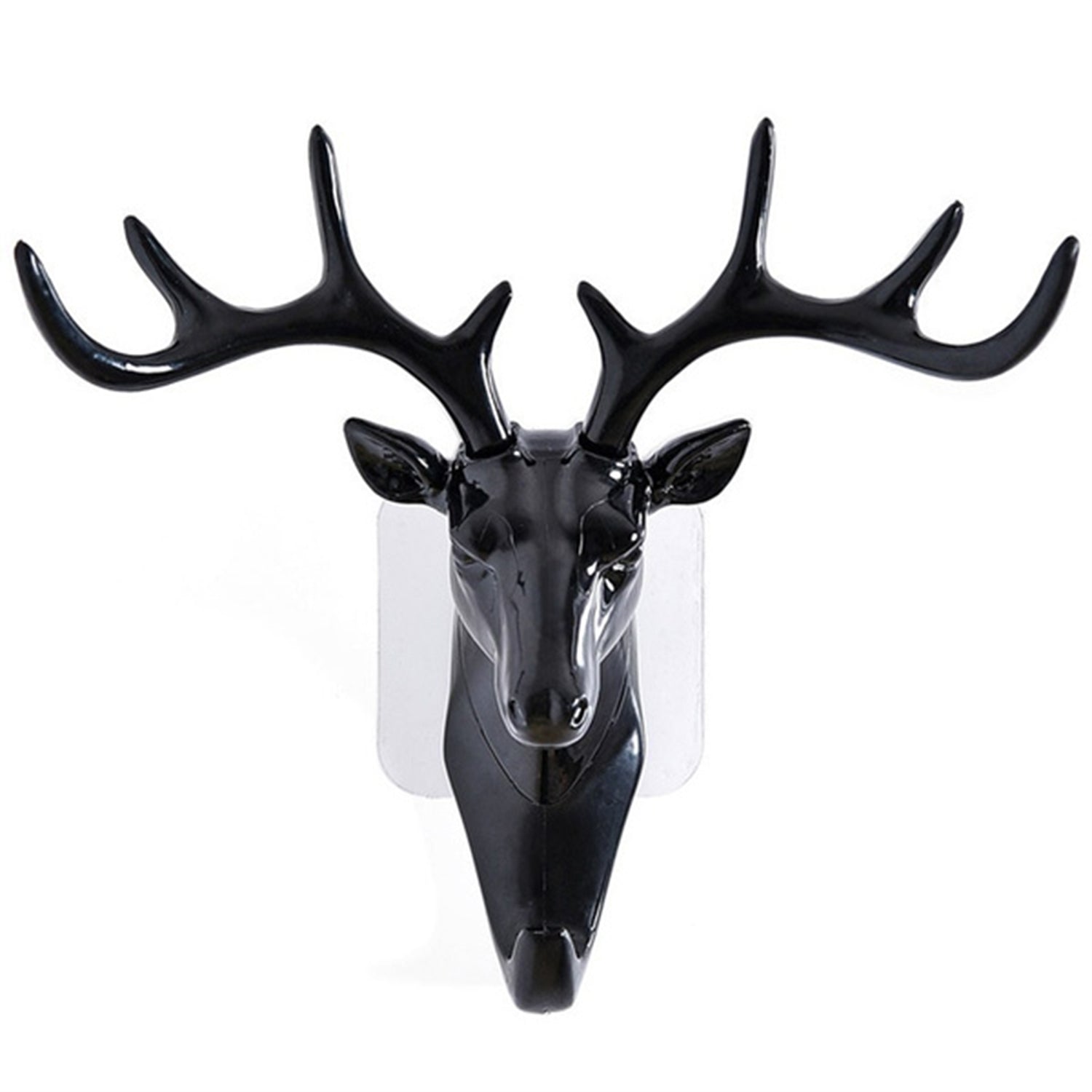 White deer head self-adhesive wall hook attached to a door, ready for use.