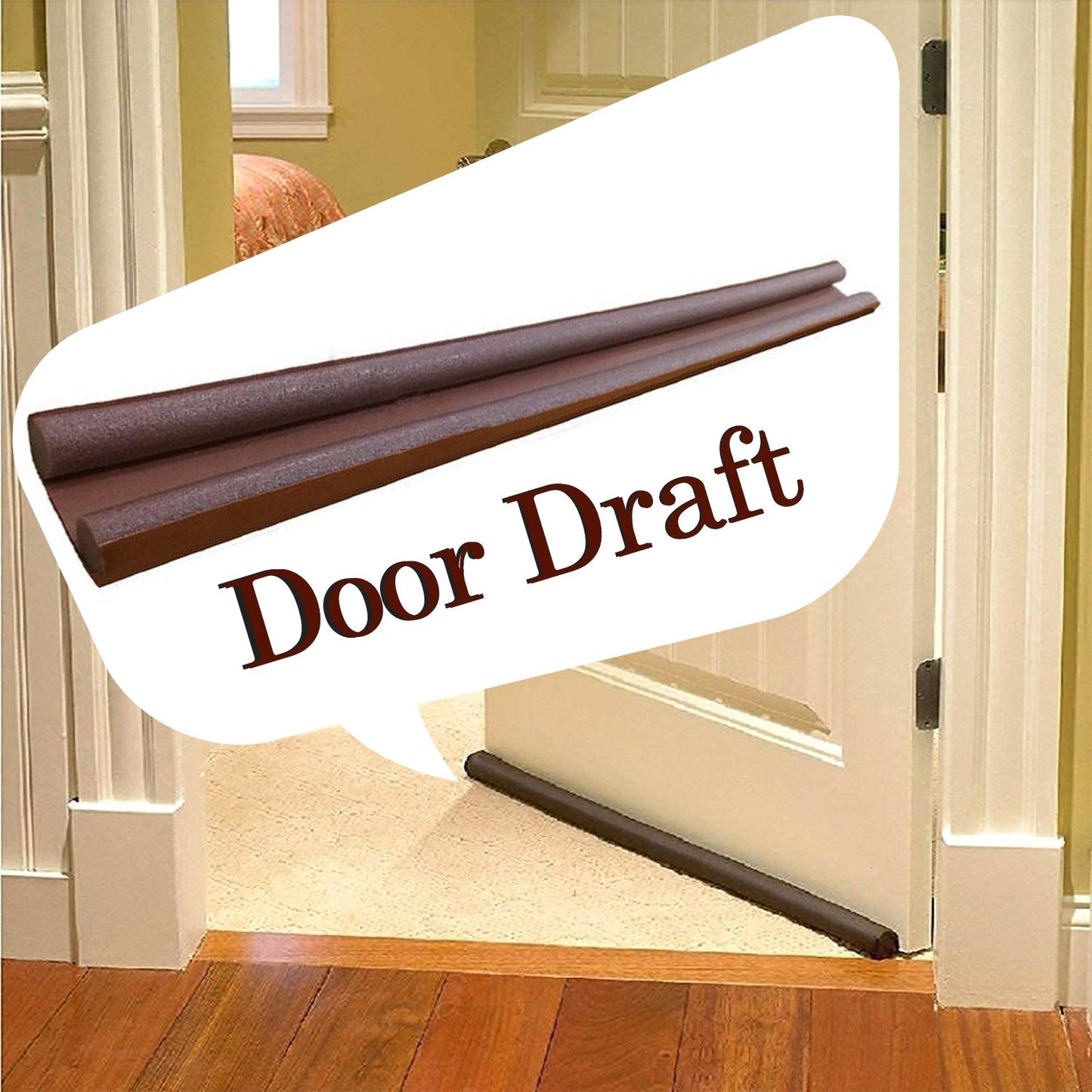 Twin draft guard for soundproofing and thermal insulation benefits.