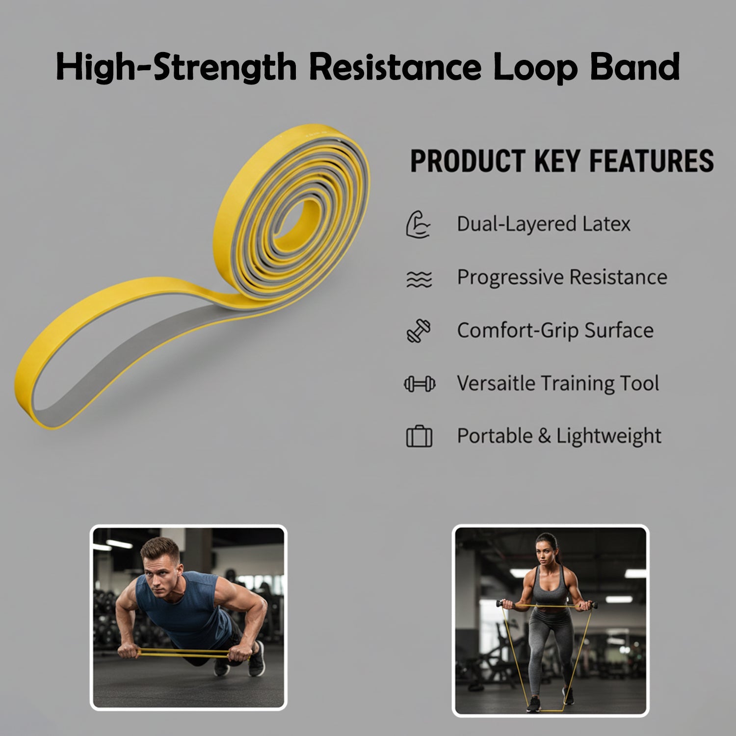 Durable high-strength resistance loop band for versatile exercise routines