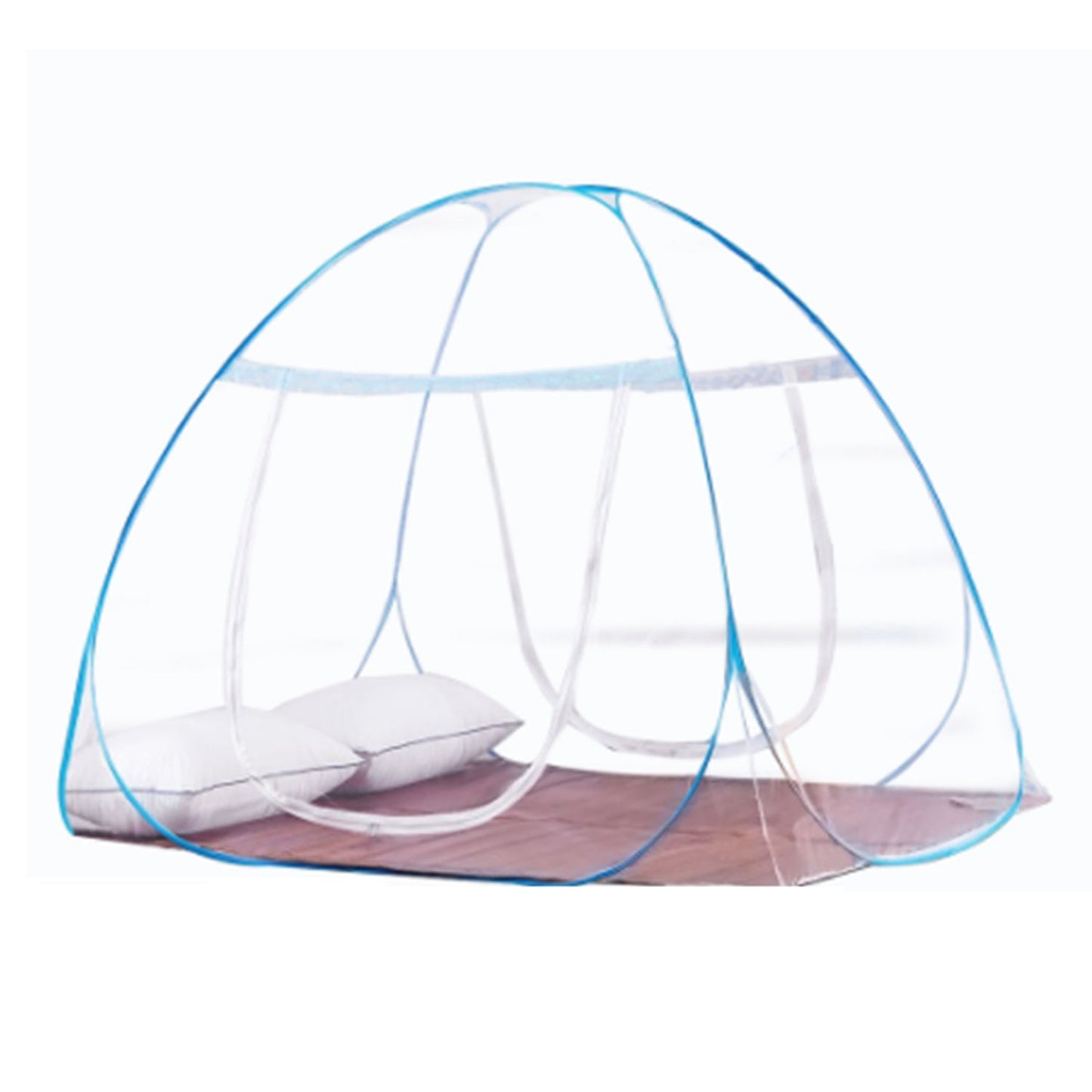White polyester foldable mosquito net tent designed for camping and indoor use