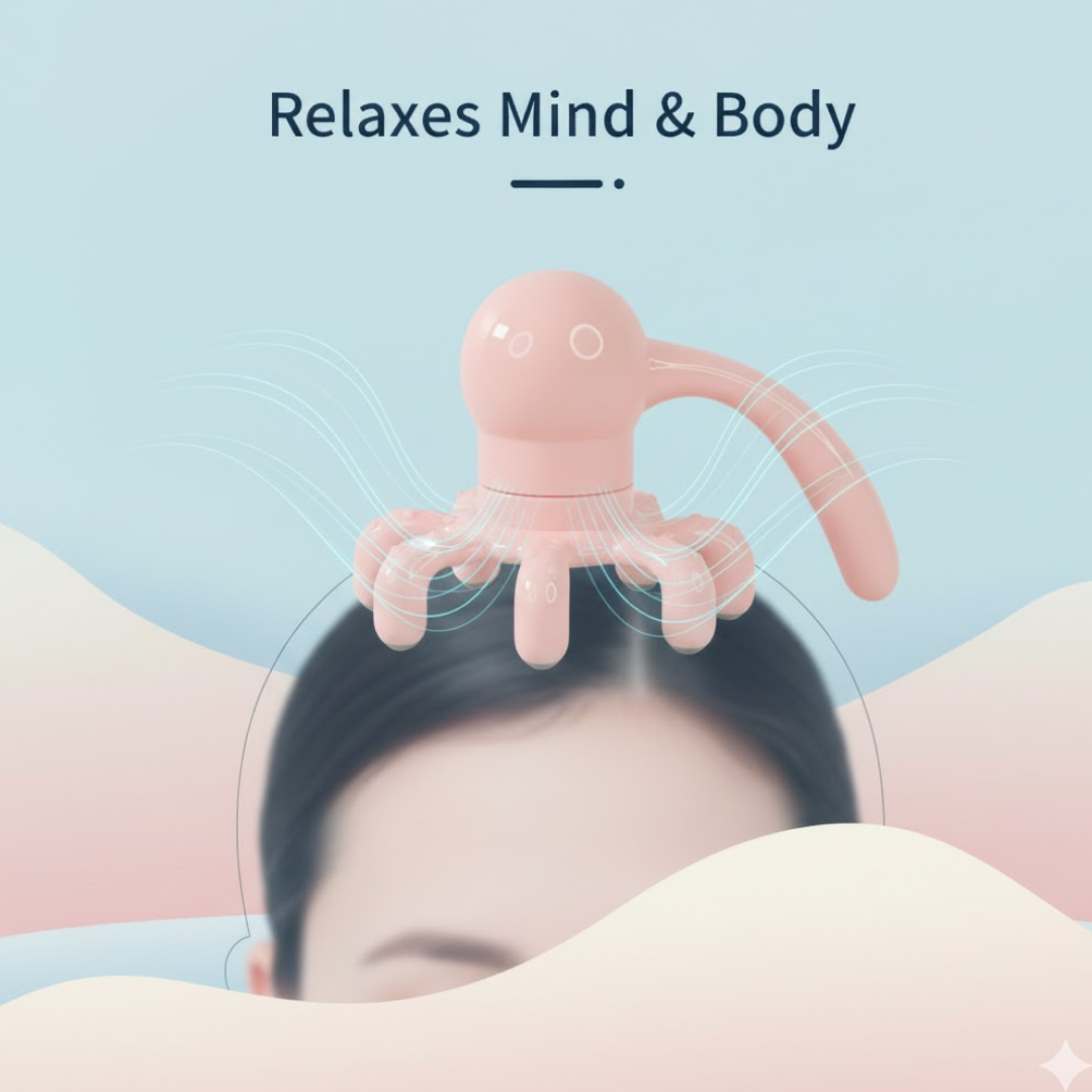 Using Octopus Massager to stimulate scalp and relax muscles