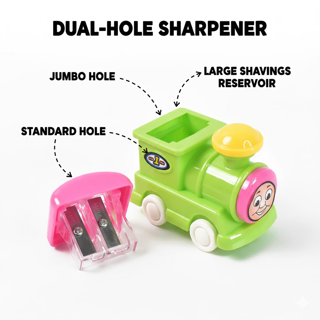 Top view showing dual holes of Thomas the Tank Engine pencil sharpener