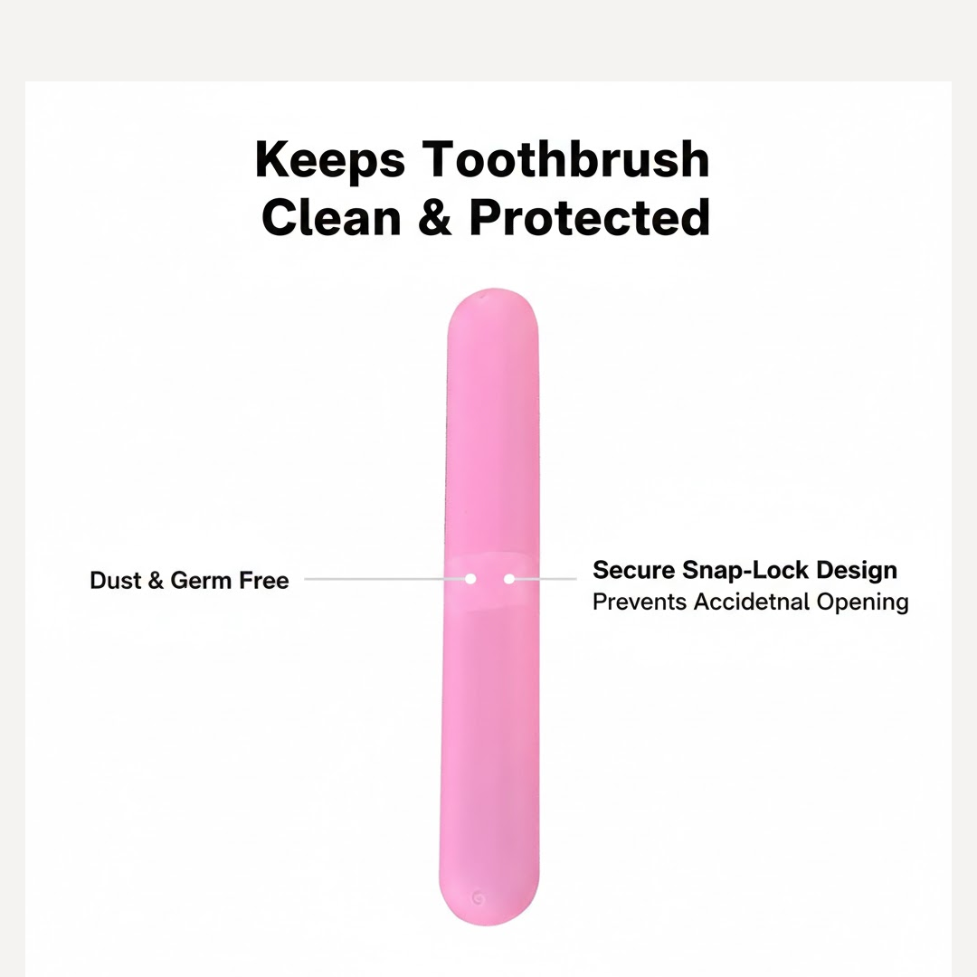 Compact toothbrush travel case in white, featuring a secure closing lid.