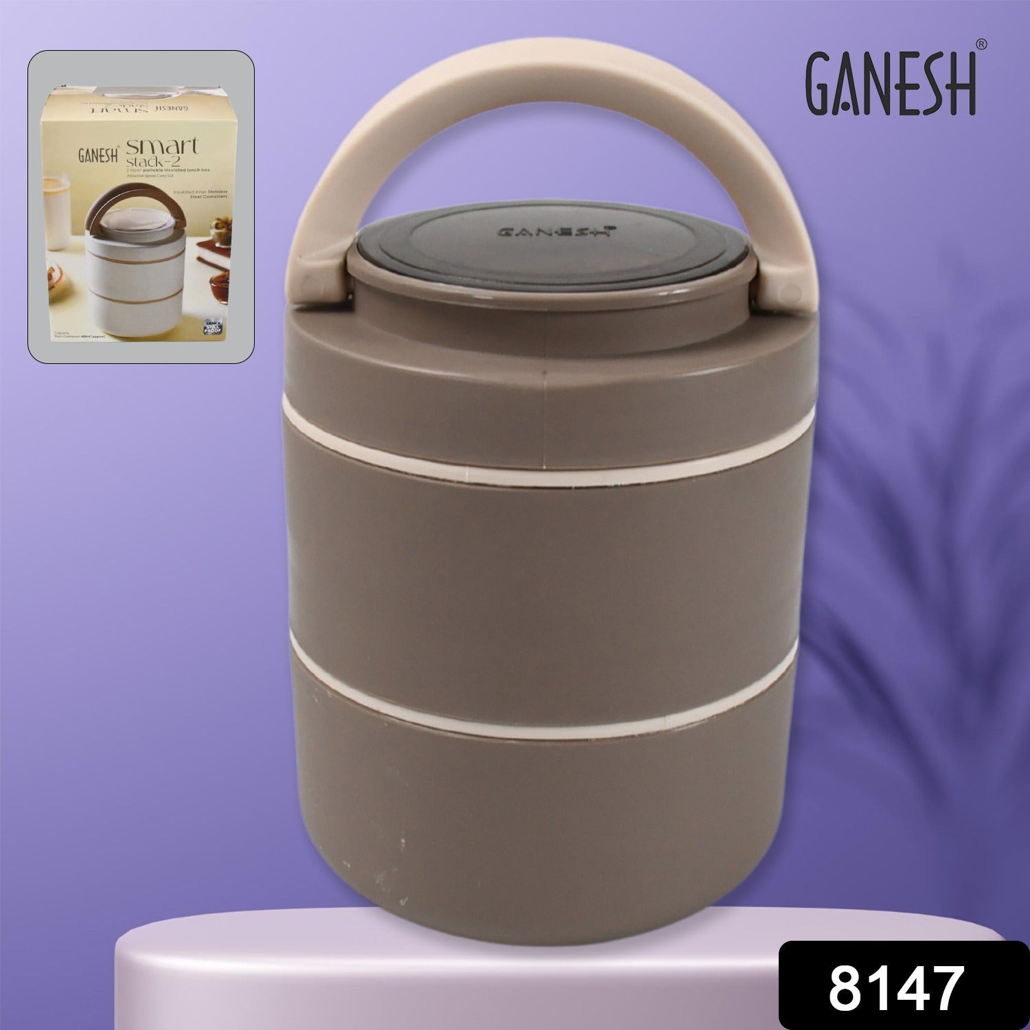 A person carrying the portable Ganesh stainless steel lunch box to office or school.