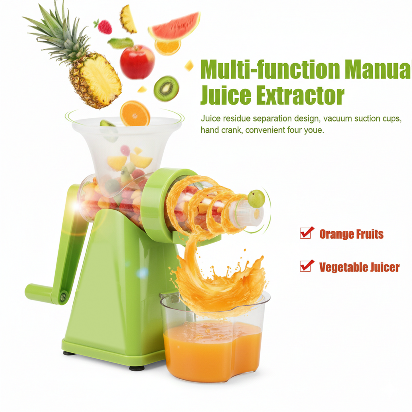 Manual juicer with detachable parts for easy cleaning