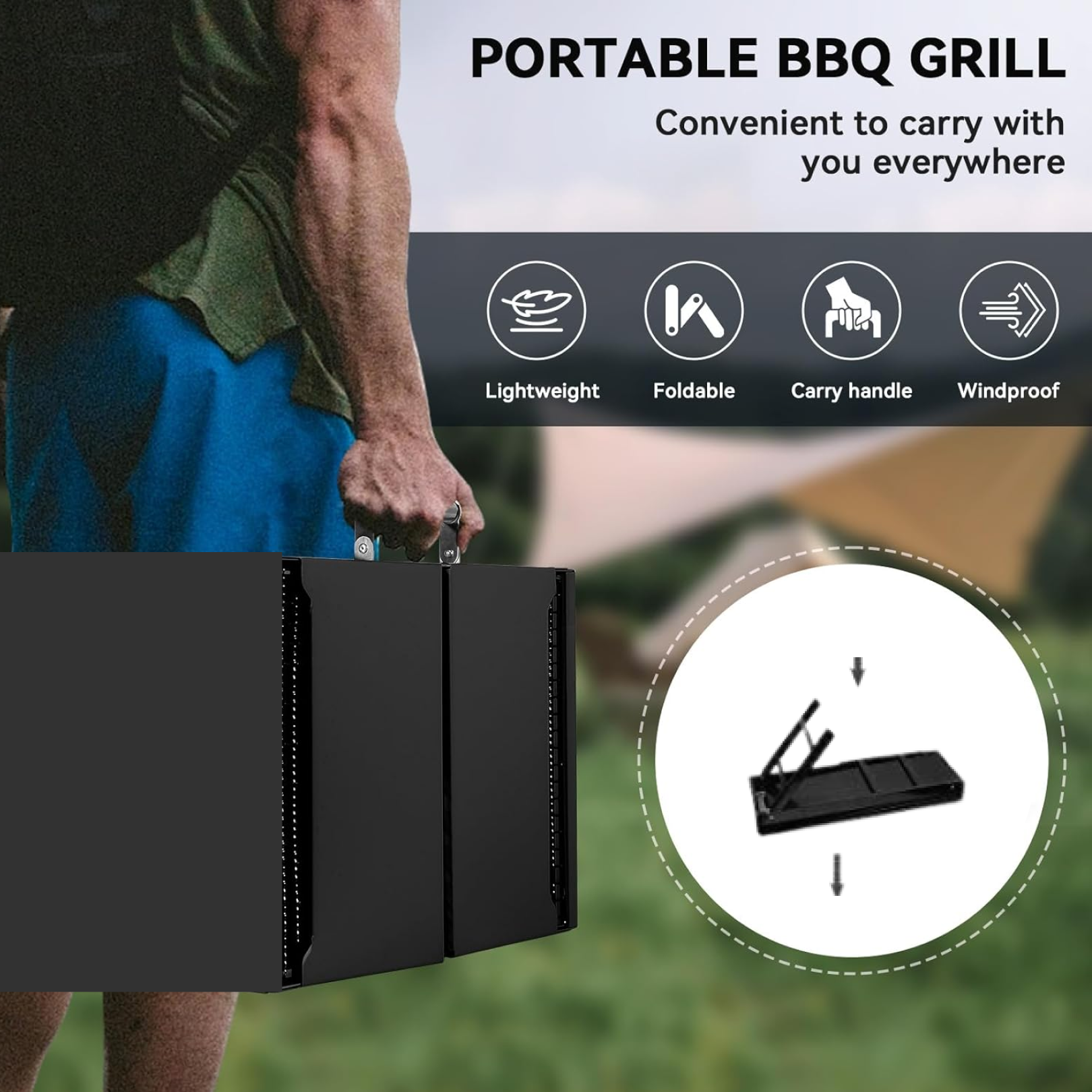 FirePot compact charcoal cooker neatly packed, demonstrating its travel-friendly design.