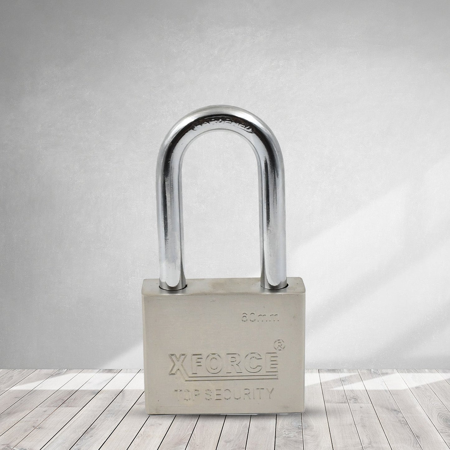 Safelix 60mm solid padlock displaying its compact yet strong size.