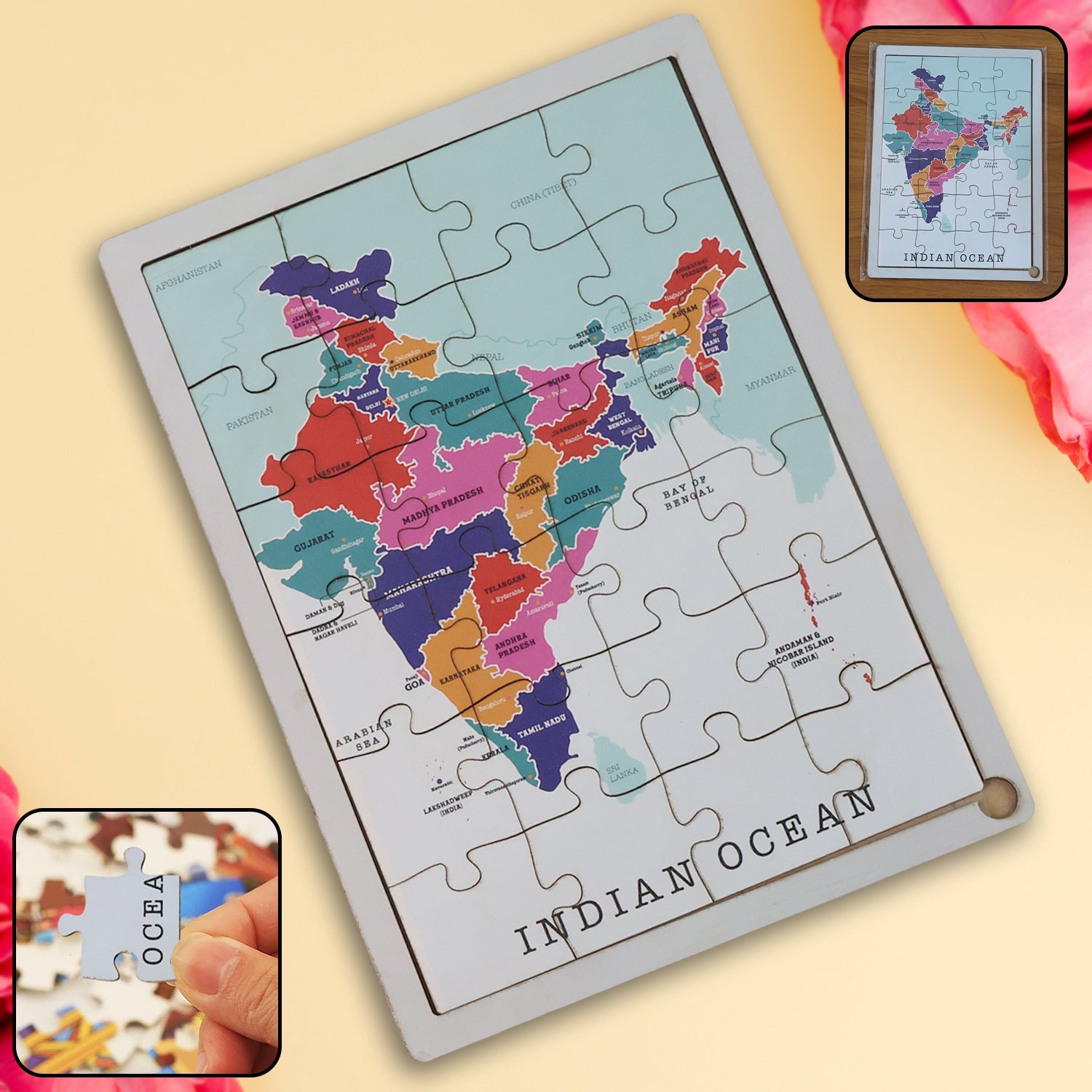 Packaging of wooden peg puzzle learning board for early education