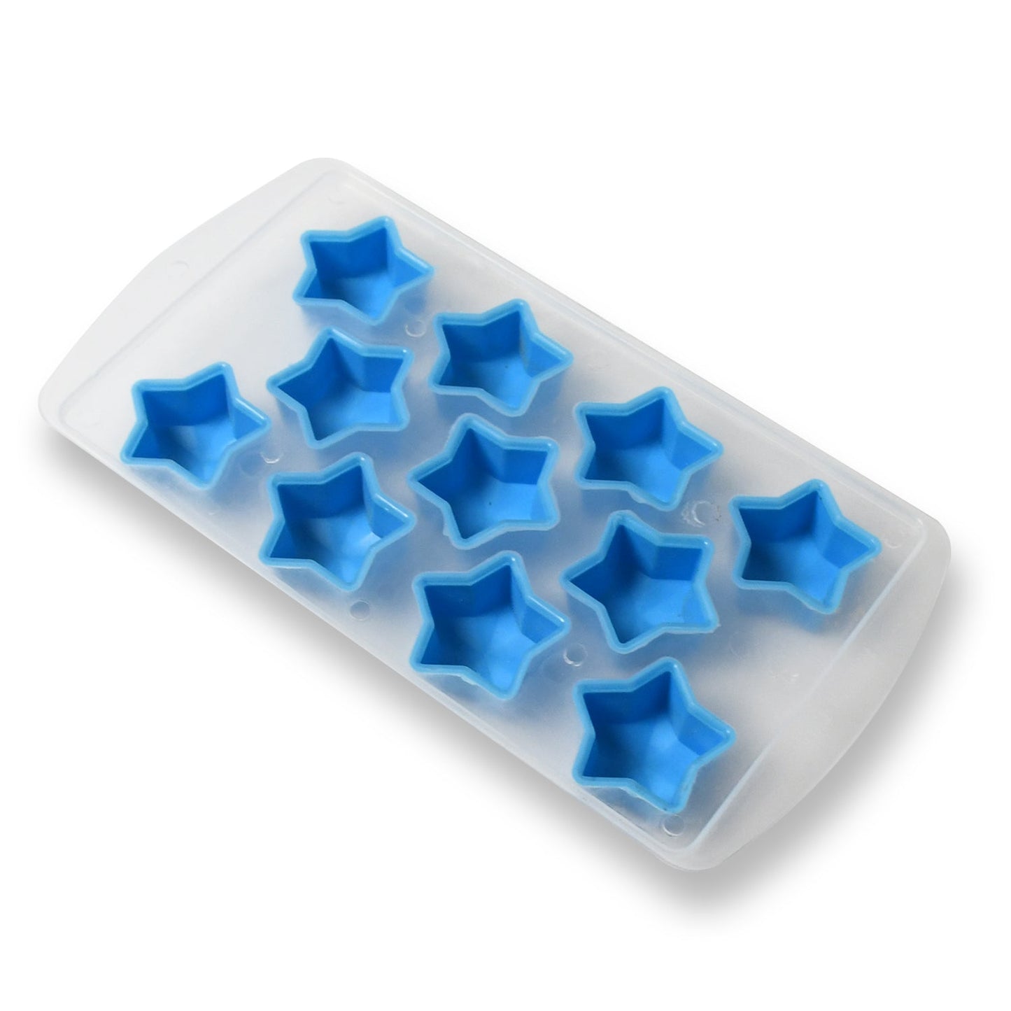 Single star-shaped ice cube mold made from vibrant blue silicone, ideal for creative drinks.