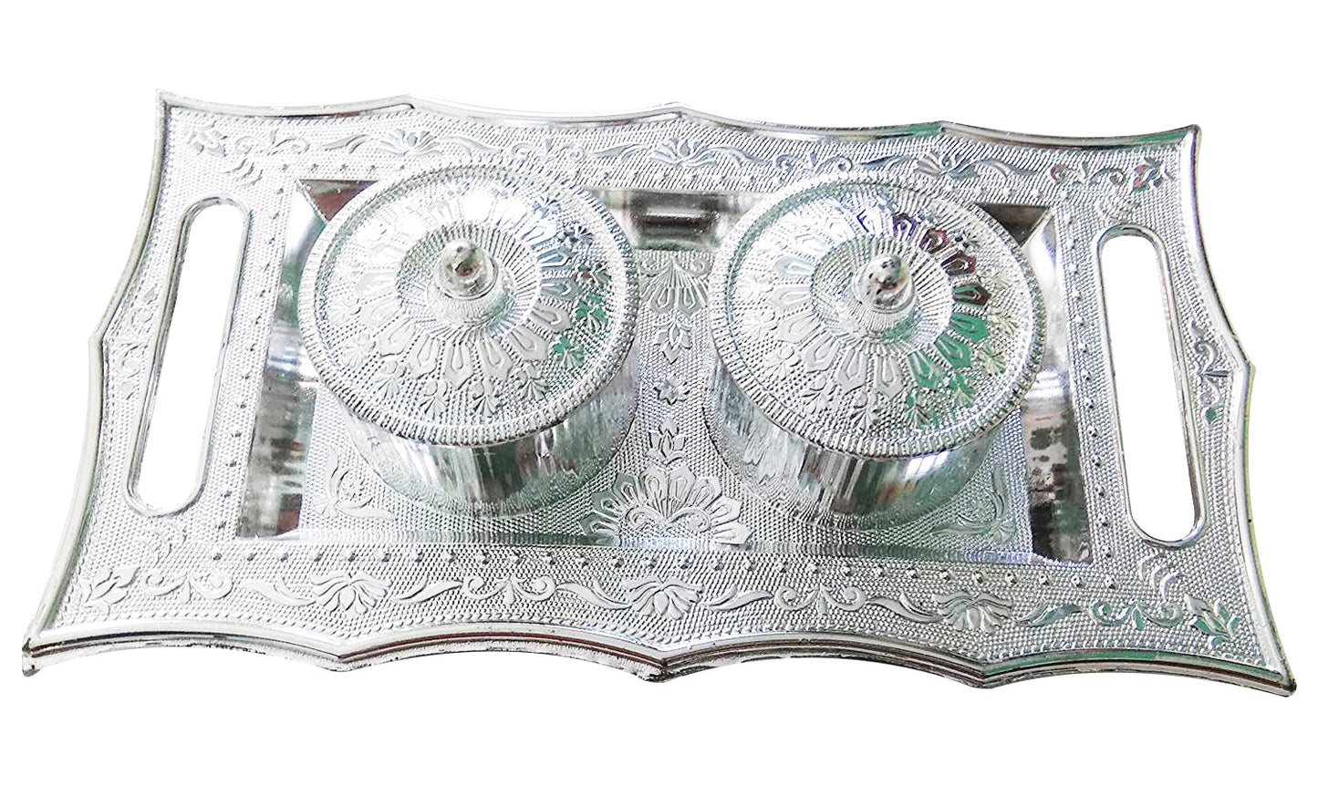 Elegant Mukhwas Dani Tray with a lid, showcasing its decorative multi-storage design.