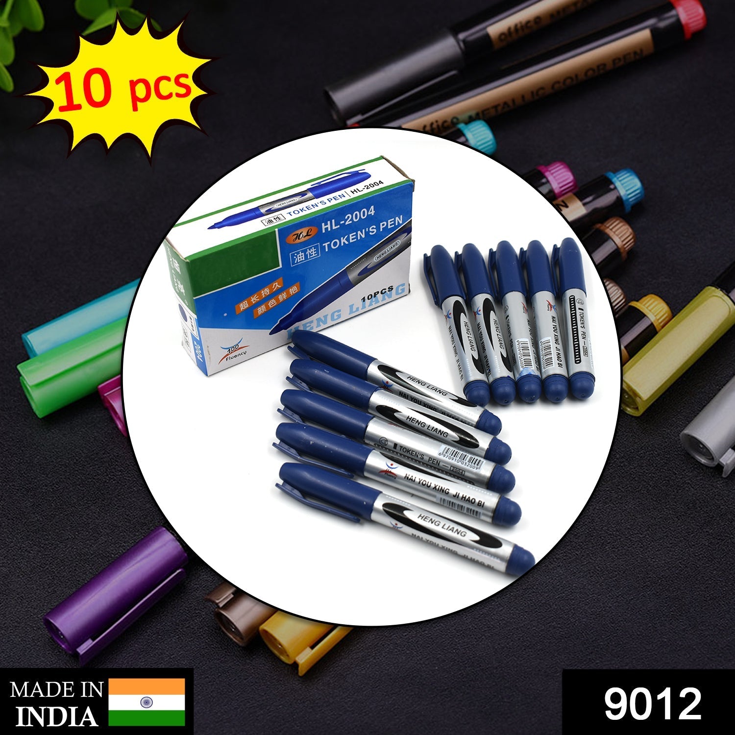 Close-up of blue permanent markers, perfect for crisp lines on whiteboards.
