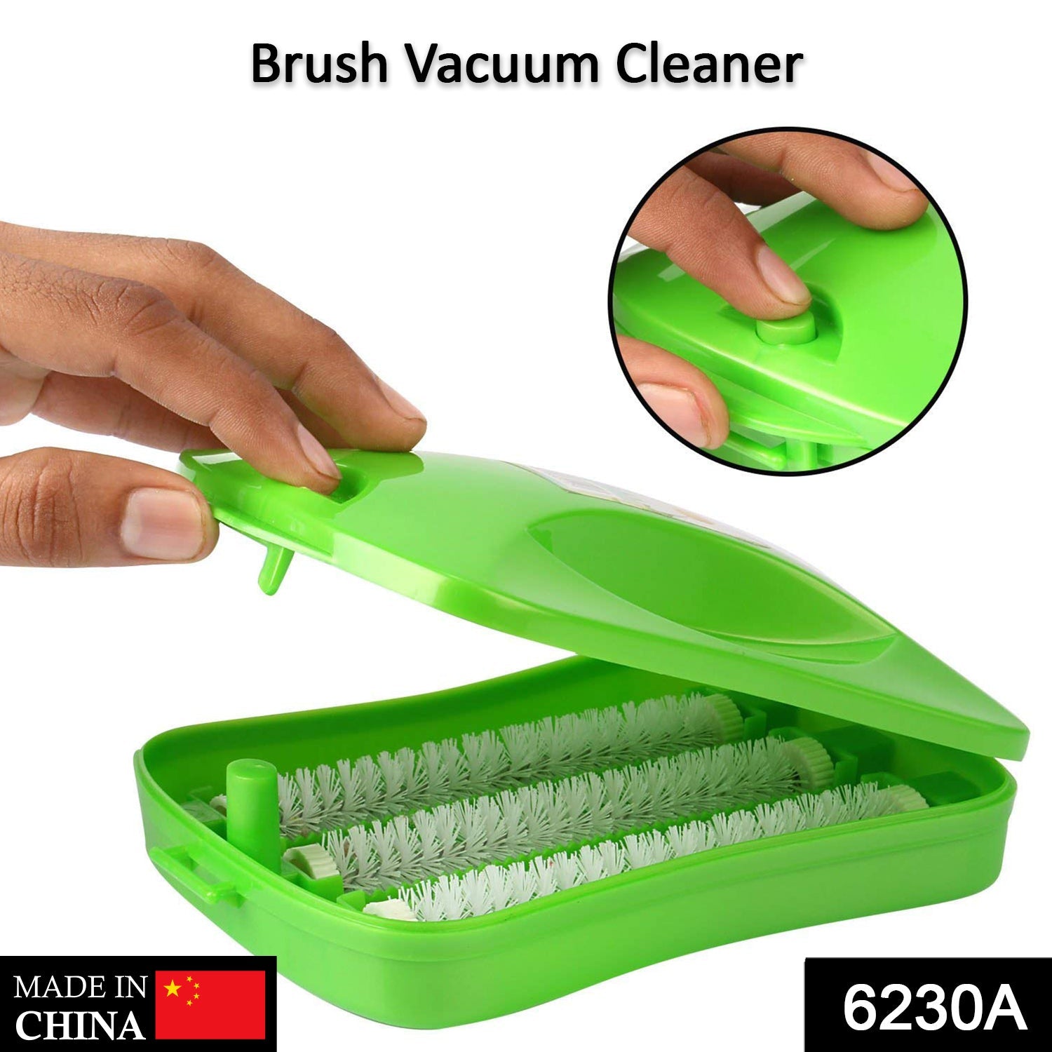 Top-down view of the multi-roller carpet brush with durable nylon bristles.