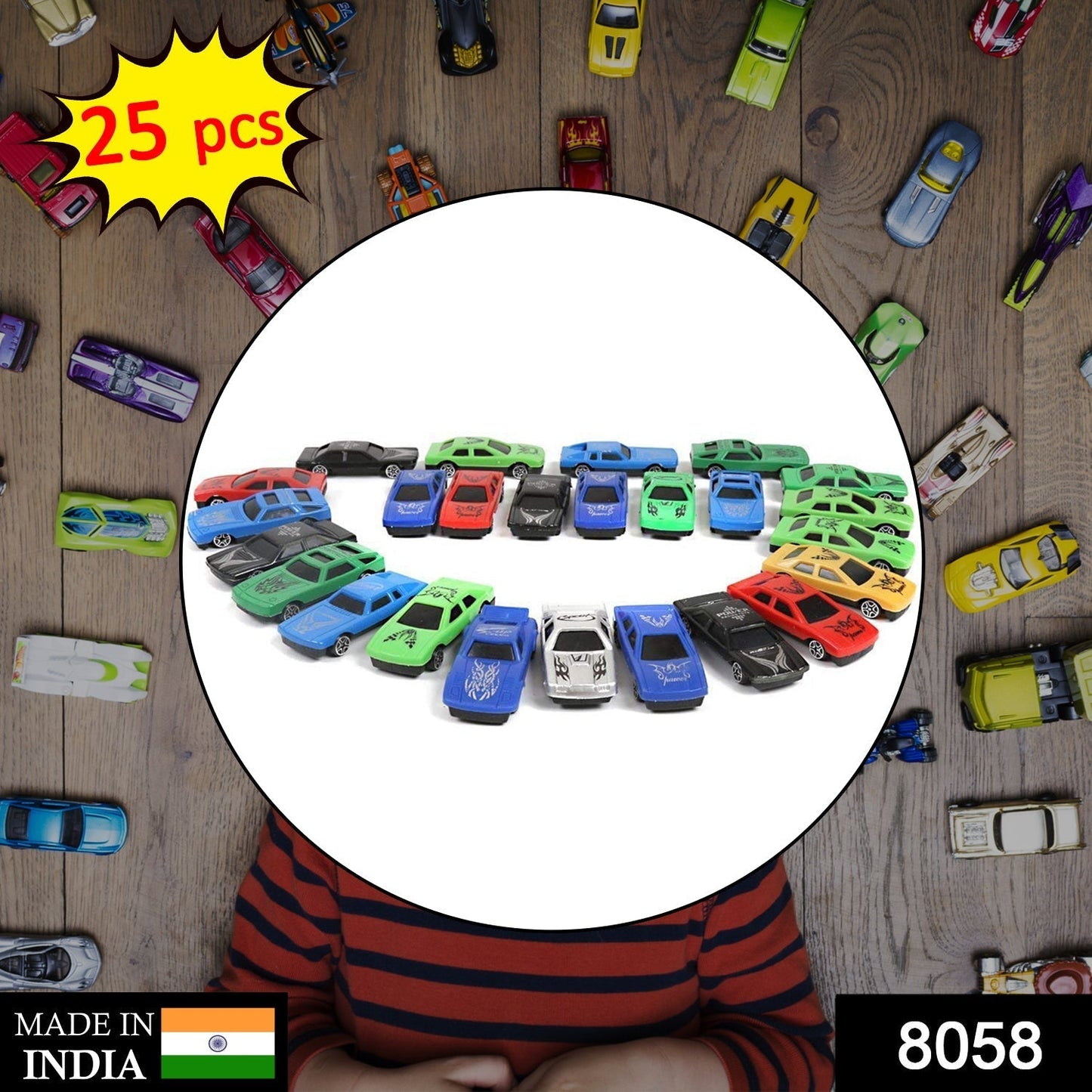 Collection of 25 unique racing cars from the Action Legion toy car set, in assorted colors.