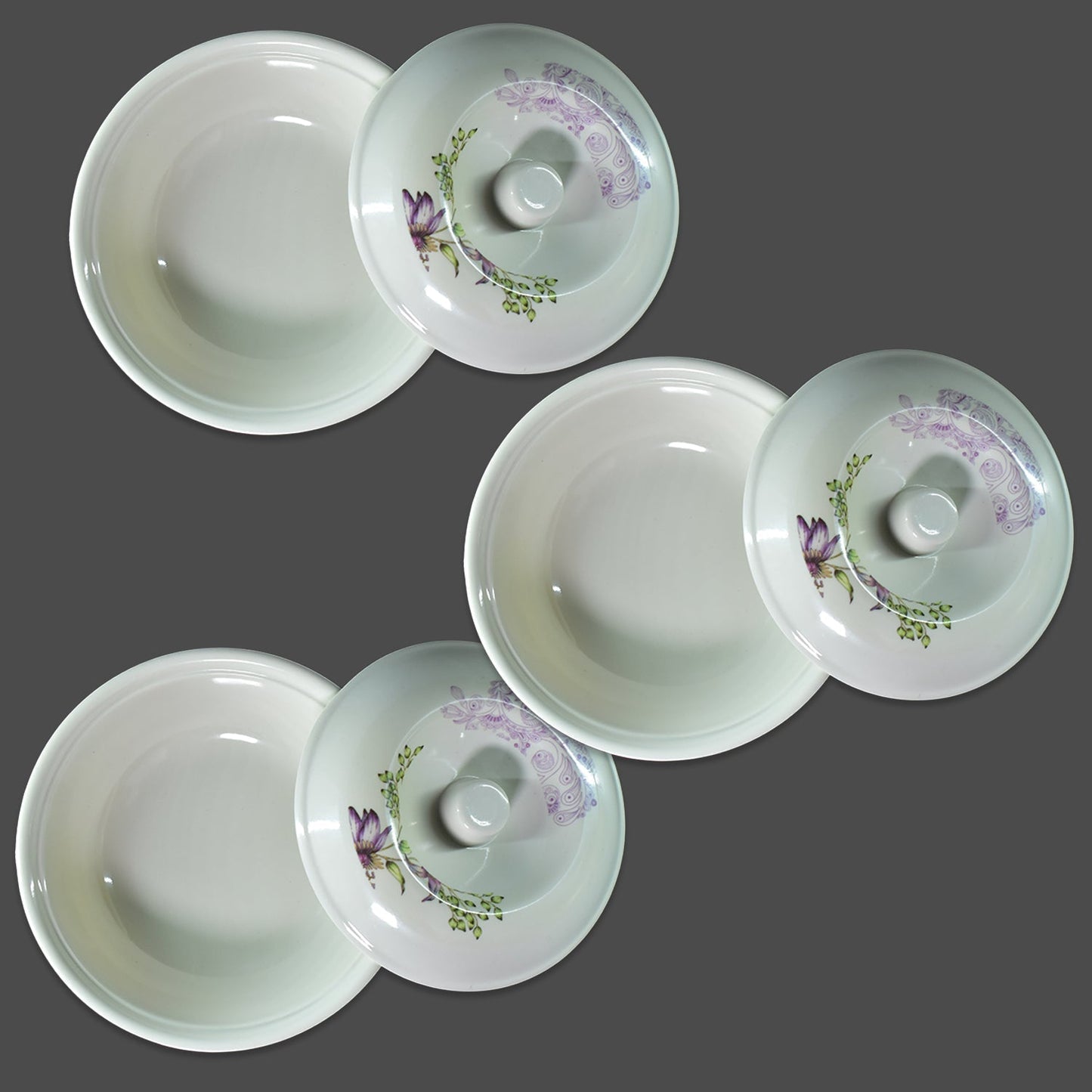 Premium 32-piece plastic dinnerware set arranged on a table.