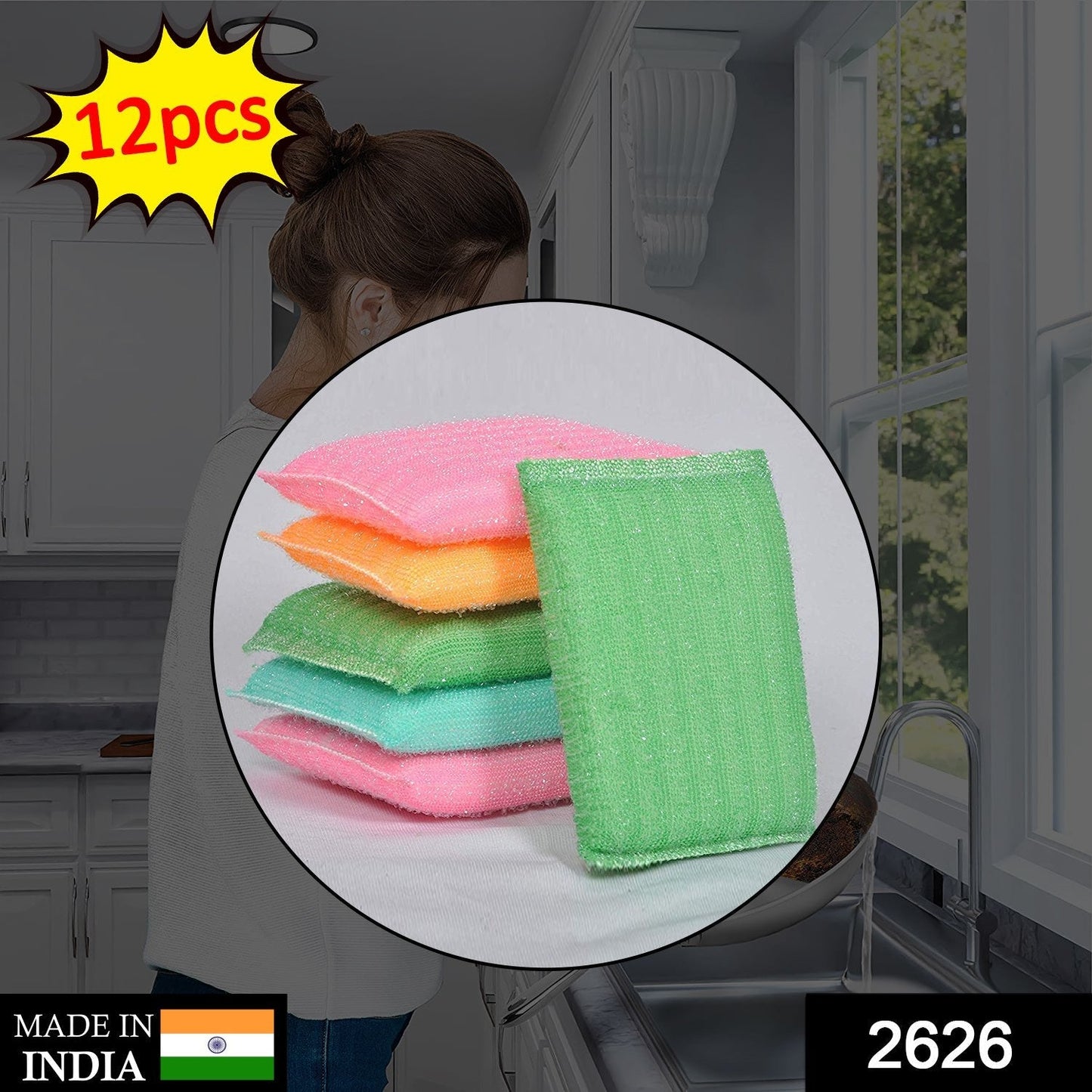 Assortment of durable non-scratch kitchen scrubber pads for dish cleaning.