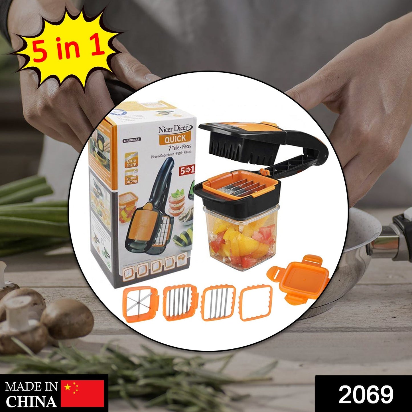 Quickslice vegetable chopper for slicing and dicing different foods efficiently.