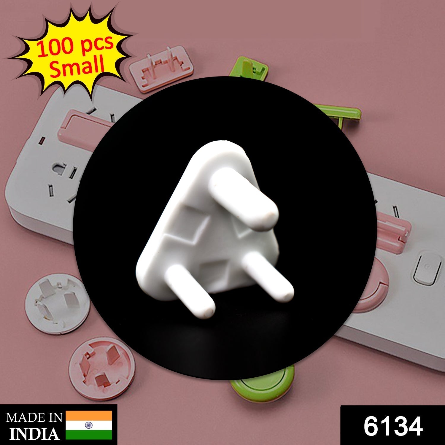 Close-up of a single baby socket cover, showing its smooth design for effective baby proofing.